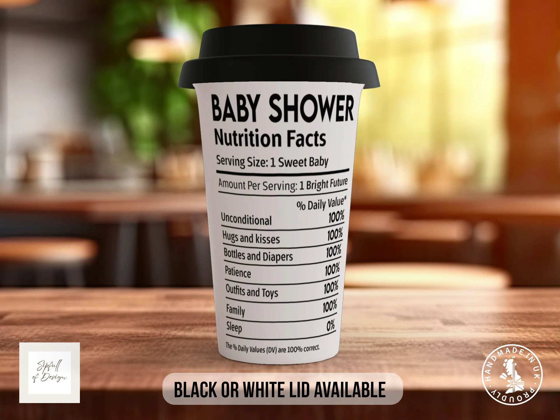 Baby Shower Nutrition Facts Mug | Funny New Parent Gift Travel Mug