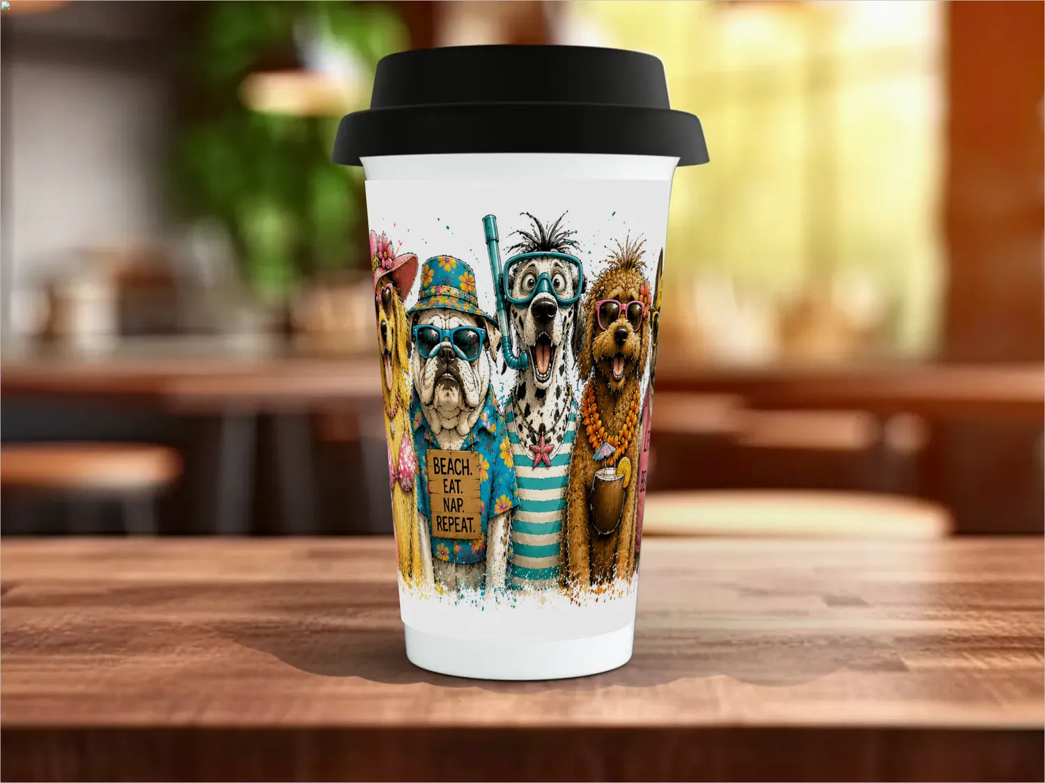 Beach Dogs Mug | Funny Summer Dog Lover Gift Travel Mug