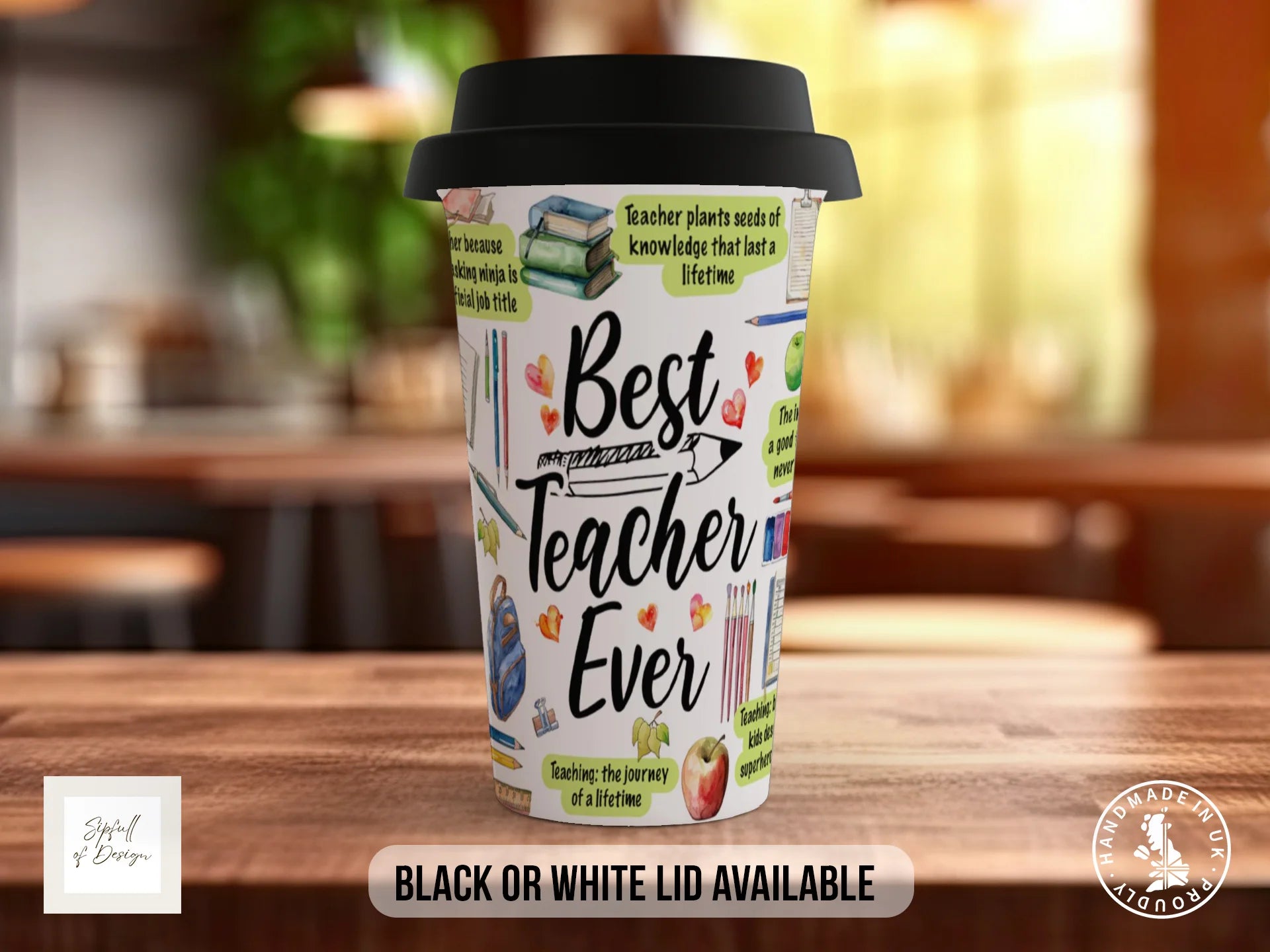Best Teacher Ever Mug | Watercolour Teacher Appreciation Gift Travel Mug