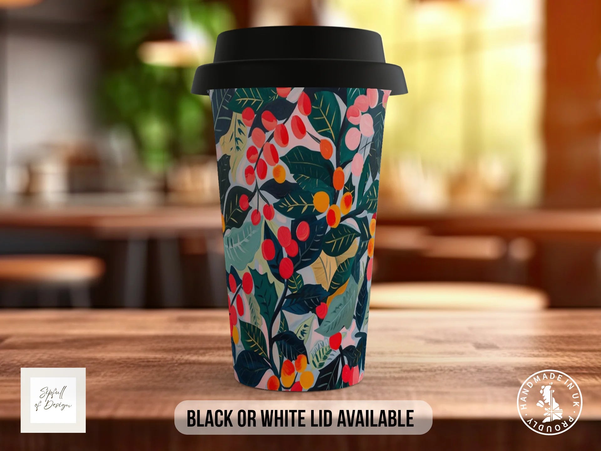Birth Month Flowers Mug – December | Holly, Narcissus & Berry Full-Wrap Design Travel Mug