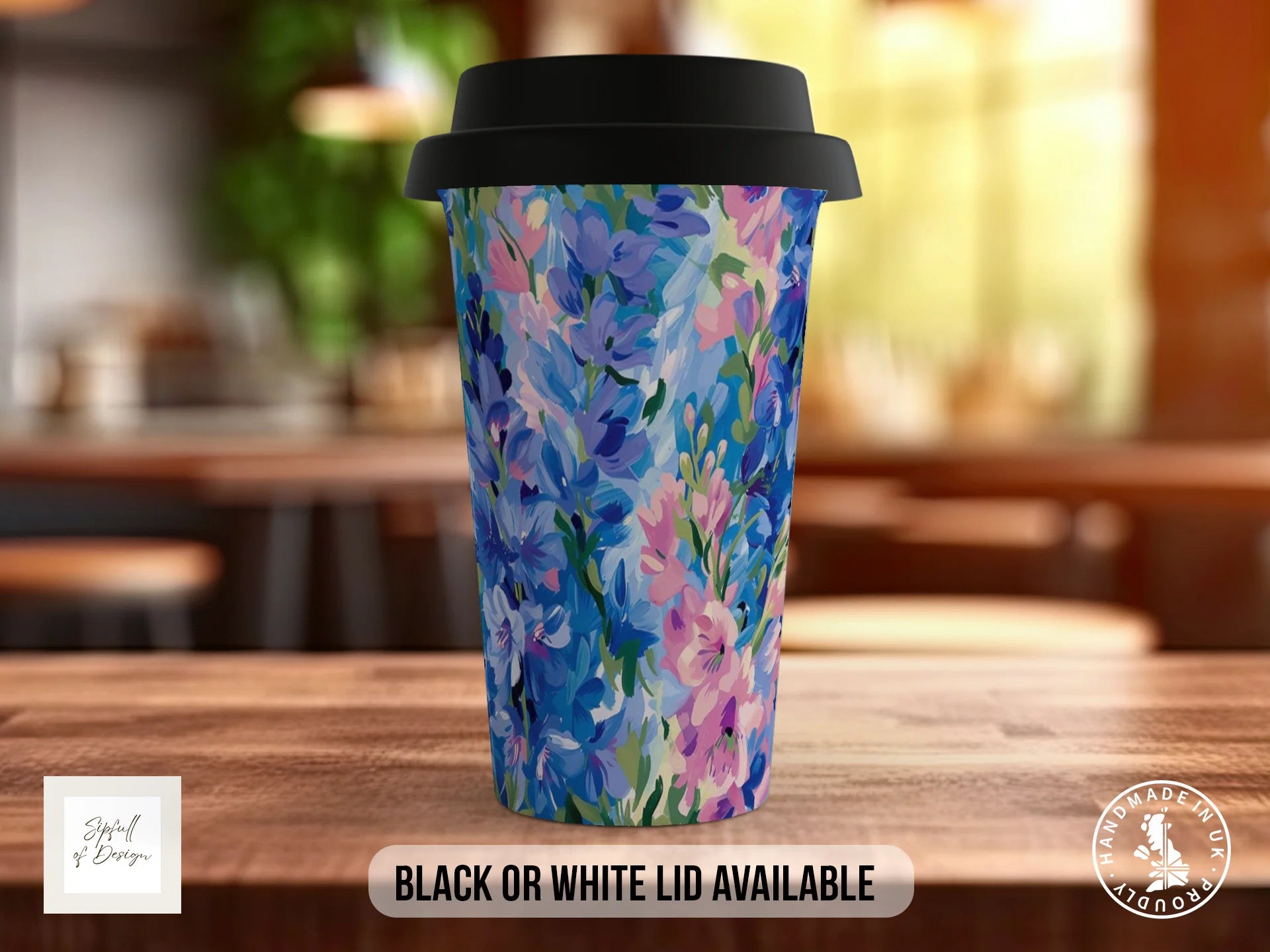 Birth Month Flowers Mug – July | Larkspur & Water Lily Full-Wrap Design Travel Mug