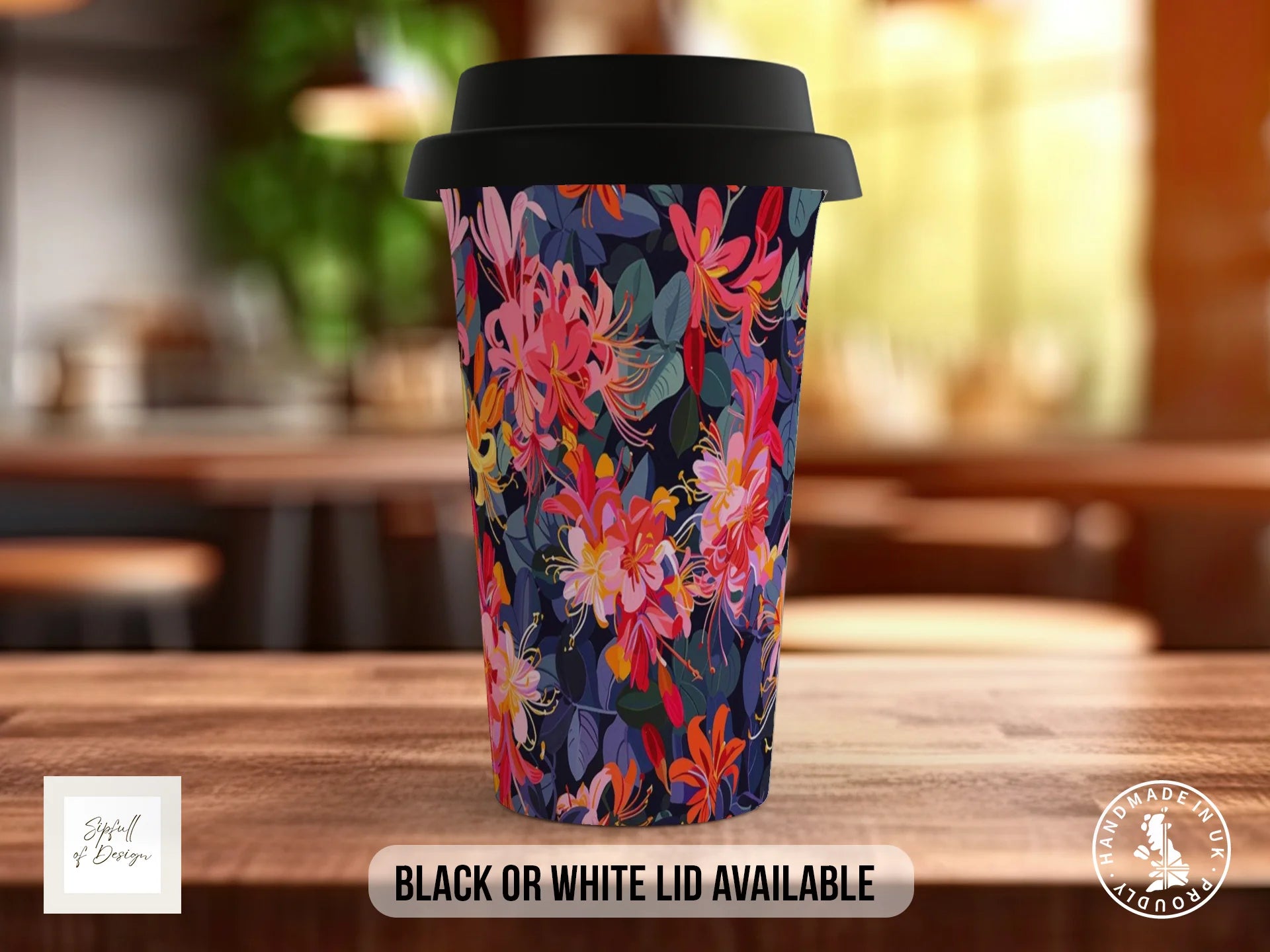 Birth Month Flowers Mug – June | Rose & Honeysuckle Full-Wrap Design Travel Mug