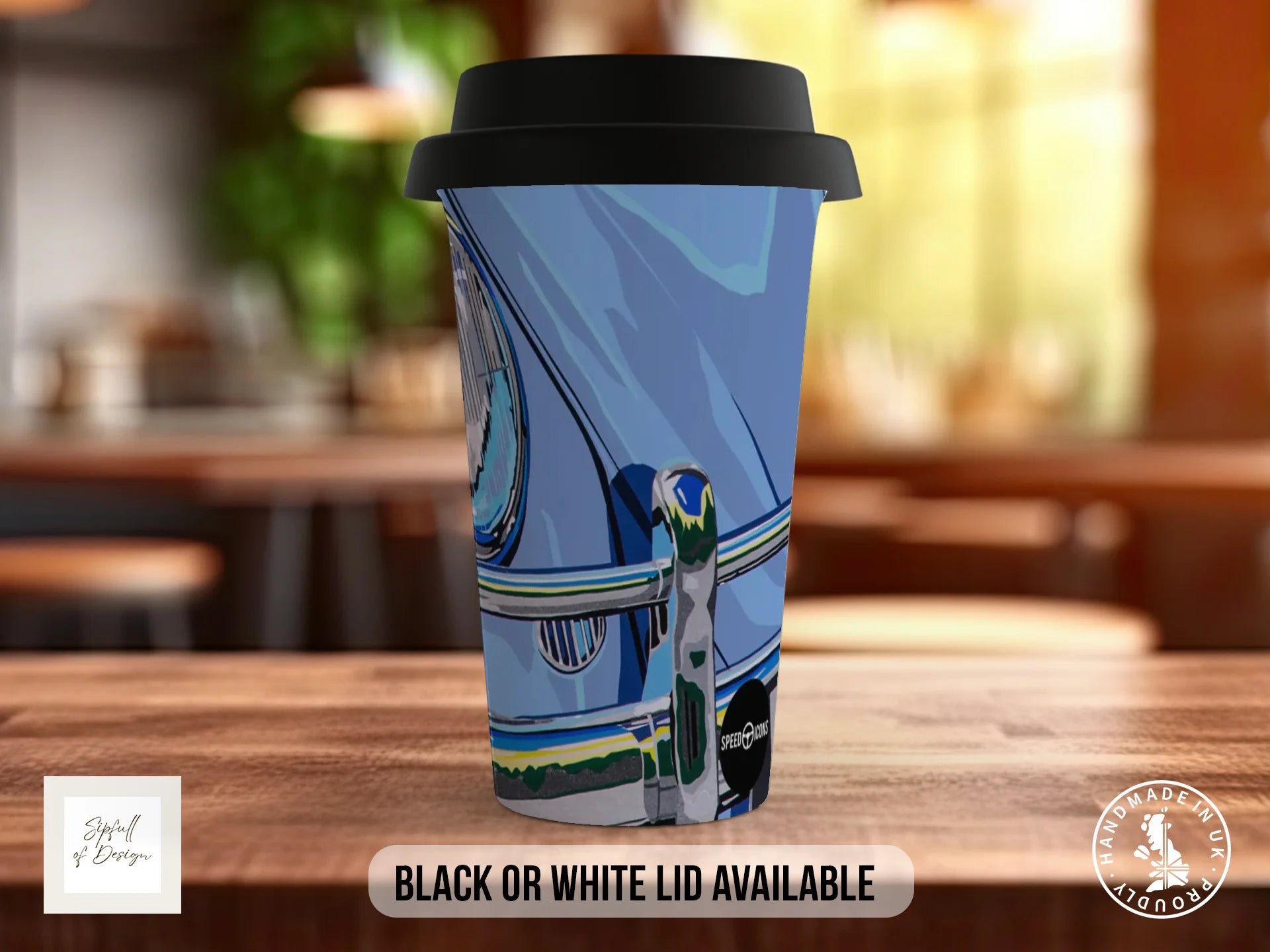 Blue Bug VW Beetle Mug | Joel Clark Signature — Volksworld Show Travel Mug