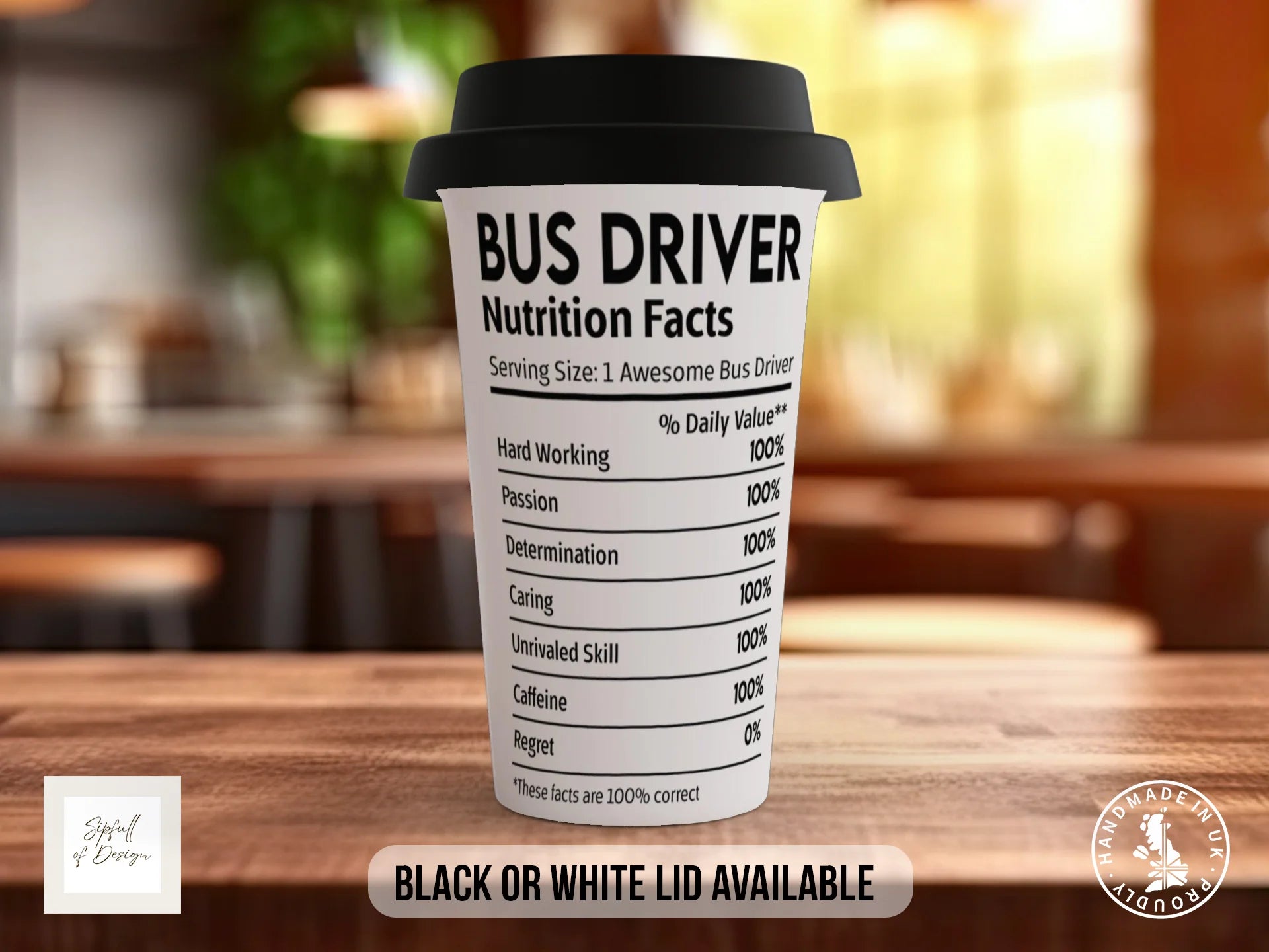 Bus Driver Nutrition Facts Mug | Funny Gift for Bus Drivers Travel Mug
