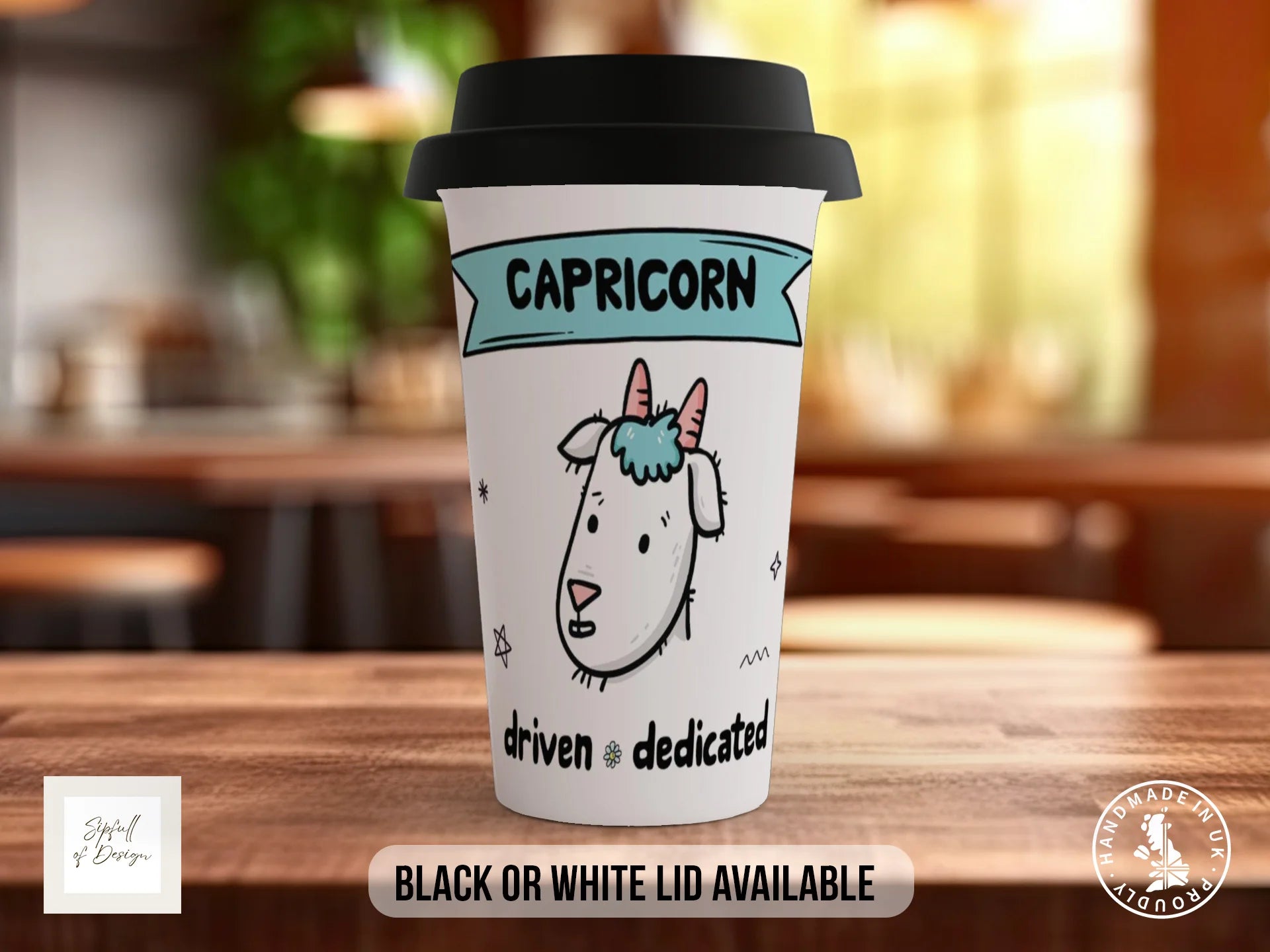 Capricorn Zodiac Mug | Driven & Dedicated | Cute Zodiac Gift Travel Mug