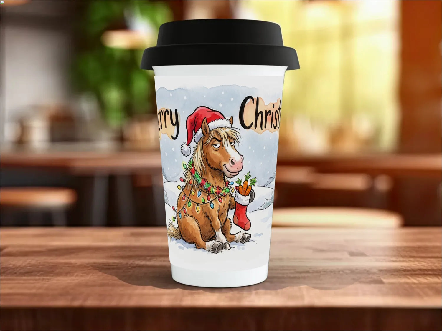 Christmas Horse Mug | Funny Festive Pony Gift Travel Mug