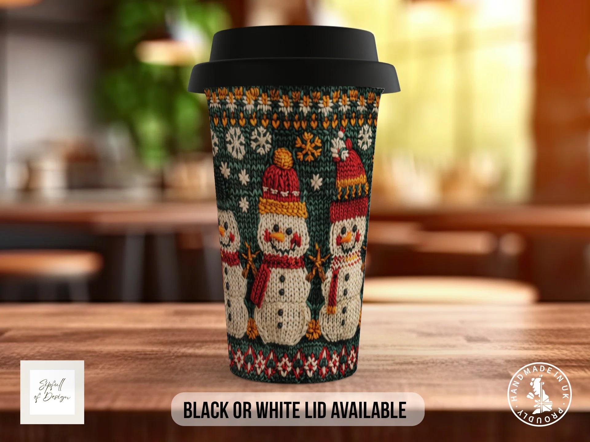 Christmas Knitted Snowman Mug | Festive Christmas Gift Travel Mug
