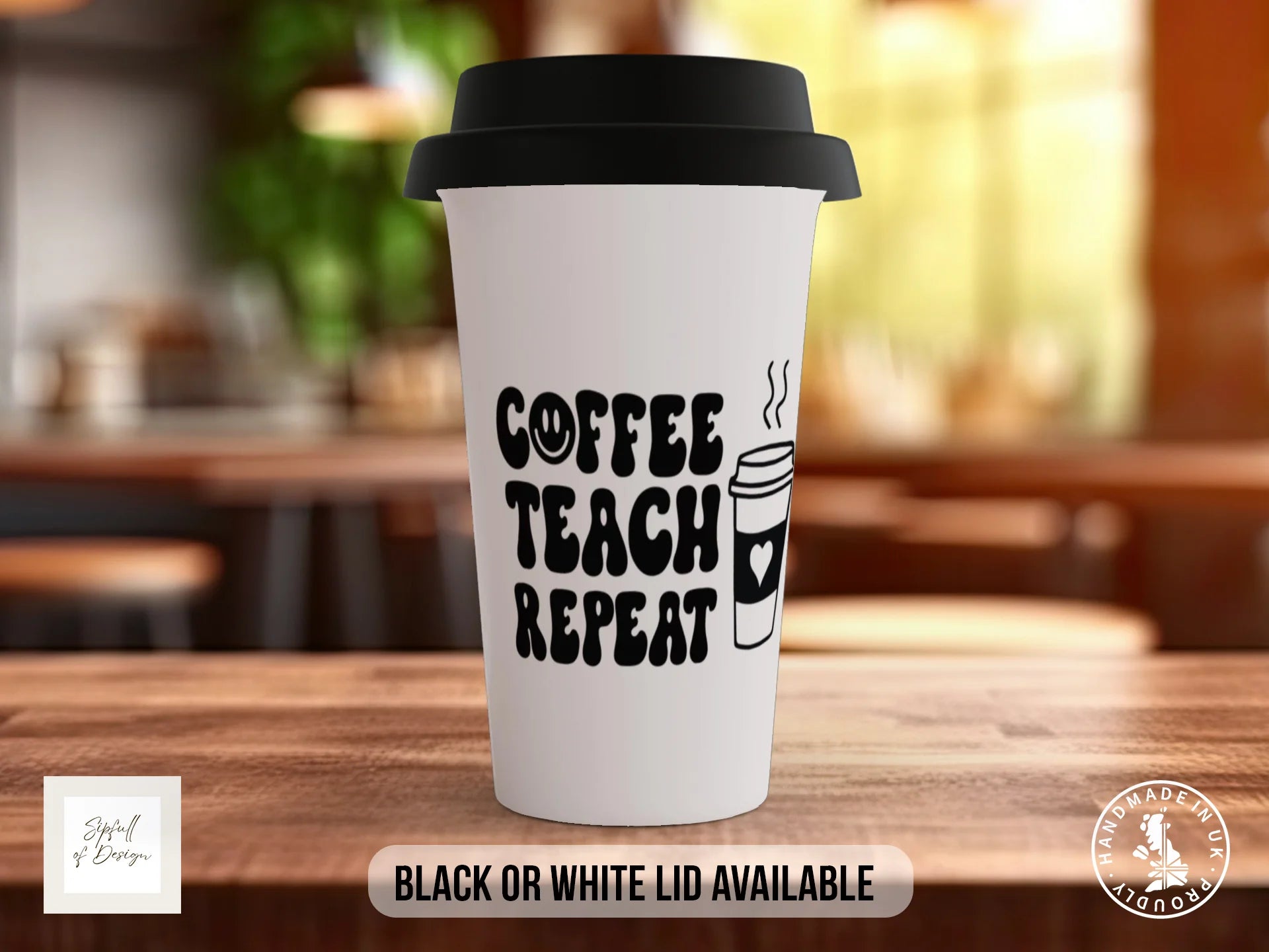 Coffee Teach Repeat Mug | Funny Gift for Teachers Travel Mug