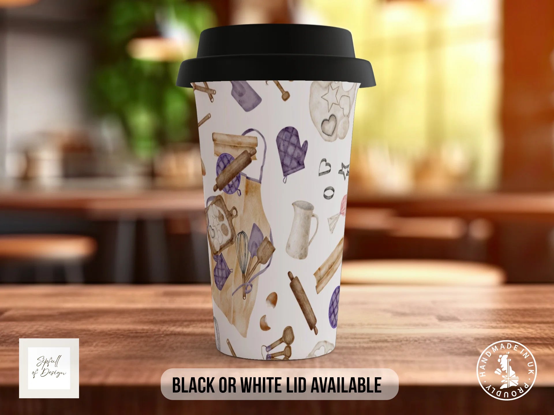 Baker's Kitchen Mug | Oven Mitts, Cookie Cutters & Rolling Pin Design Travel Mug