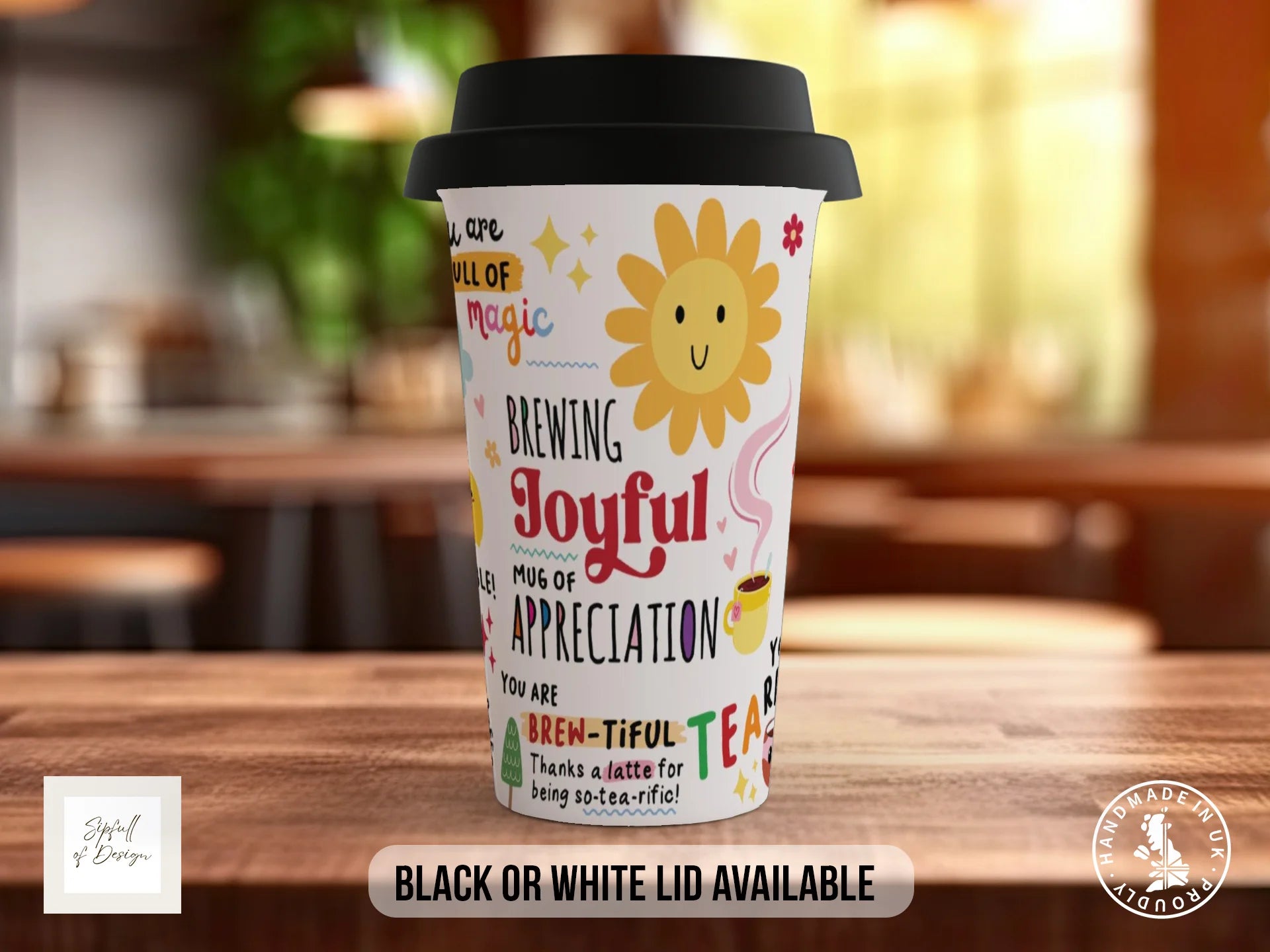 Brewing Joyful Mug of Appreciation | Illustrated Thank You Gift Mug Travel Mug
