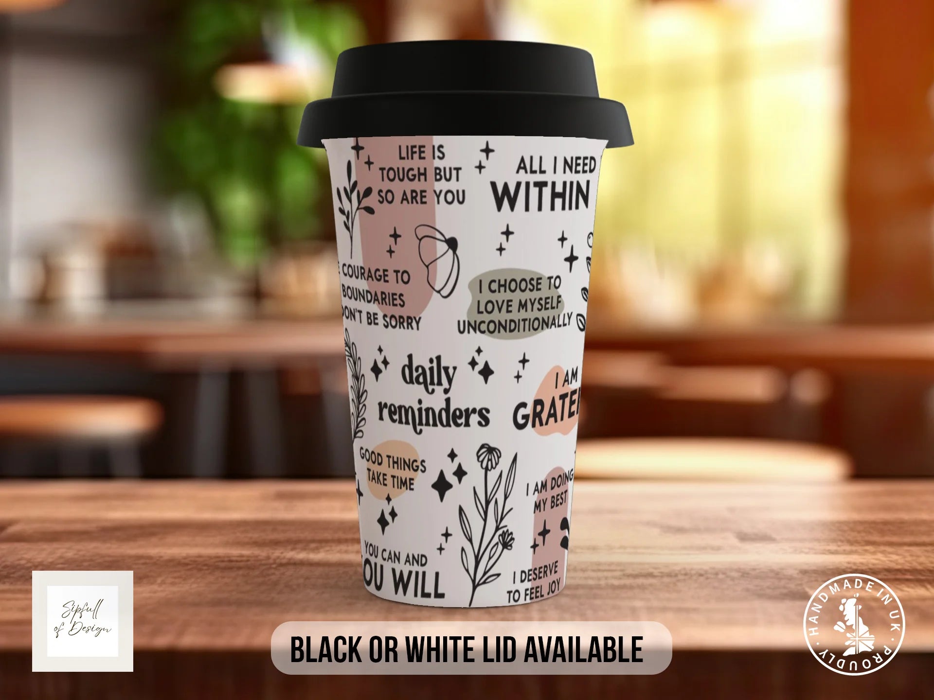 Daily Reminders Mug | Botanical Affirmations Gift Travel Mug