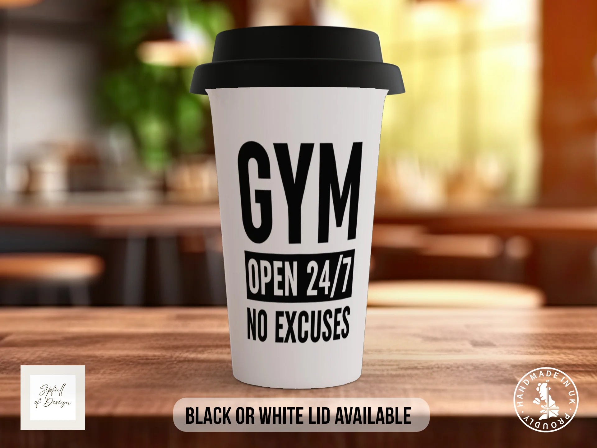Gym Open 24/7 No Excuses Mug | Gym Quote Mug Travel Mug