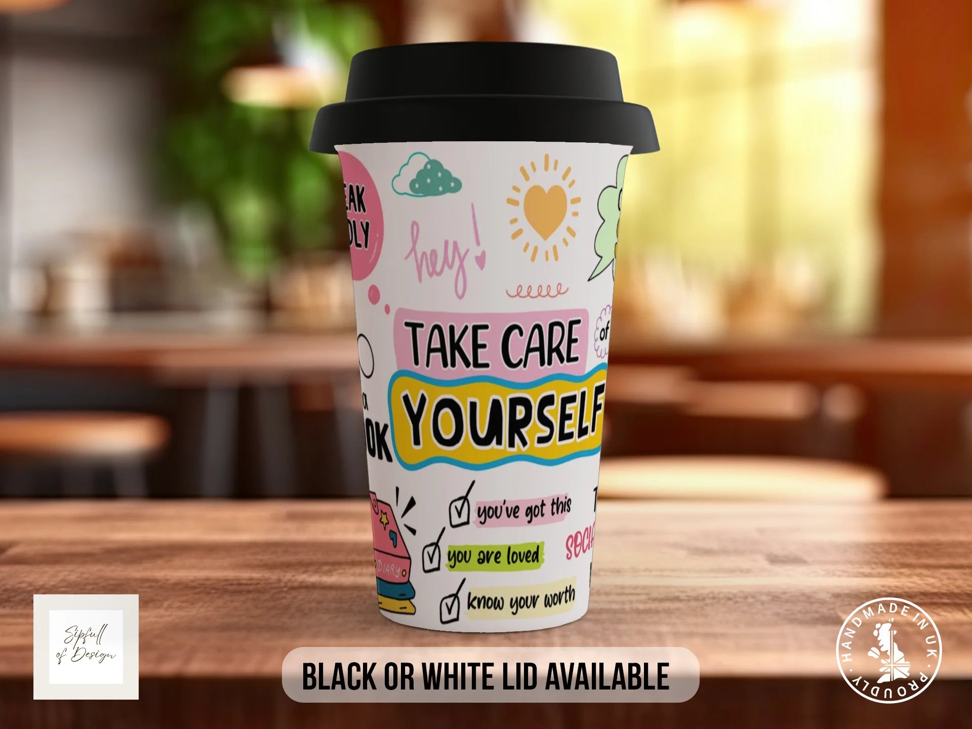 Take Care of Yourself Mug | Illustrated Self-Care Gift Mug Travel Mug