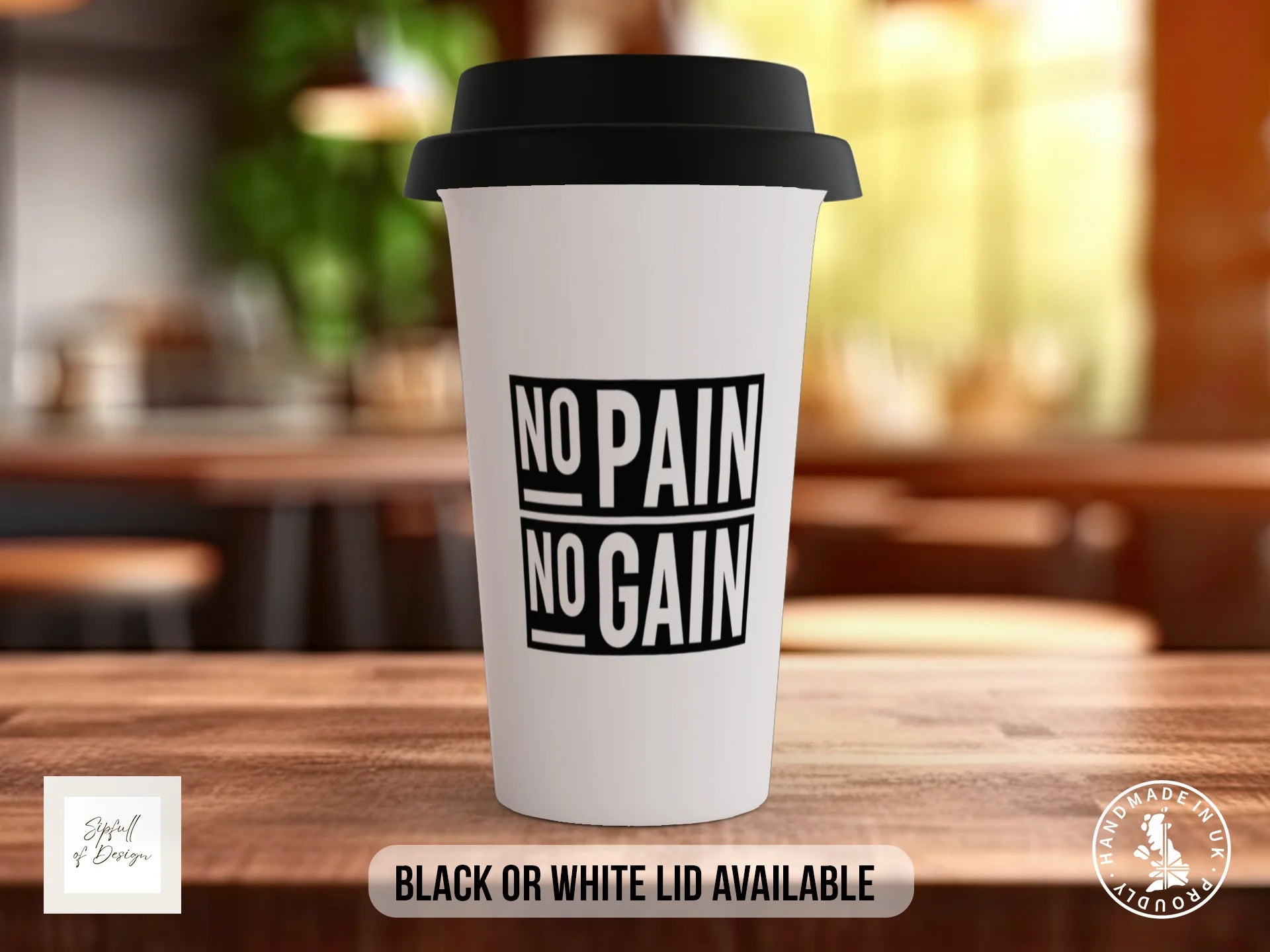 No Pain No Gain Mug | Gym Quote Mug Travel Mug