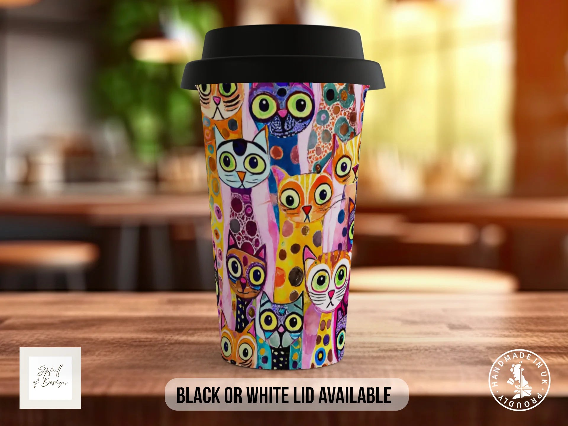 Colourful Cat Crowd Mug | Cat Lover Gift Travel Mug