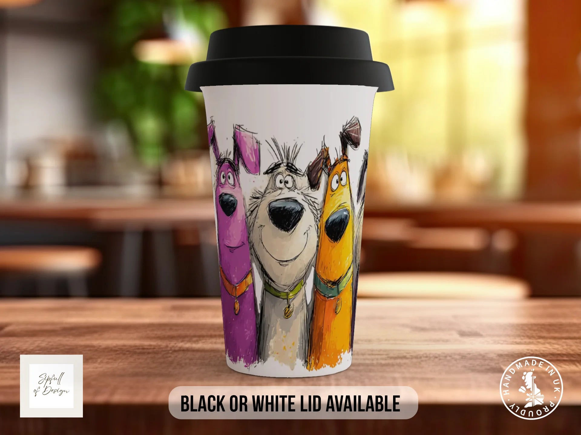 Colourful Dog Crowd Mug | Playful Dog Lover Gift Travel Mug