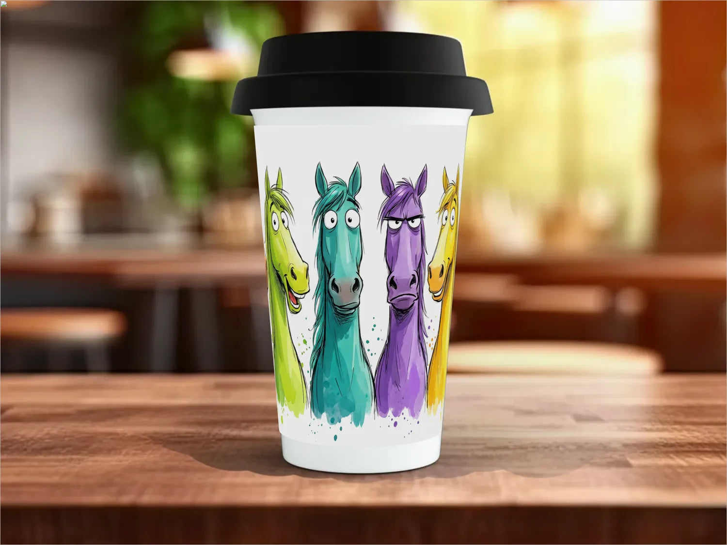Colourful Horses Mug | Funny Horse Lover Gift Travel Mug