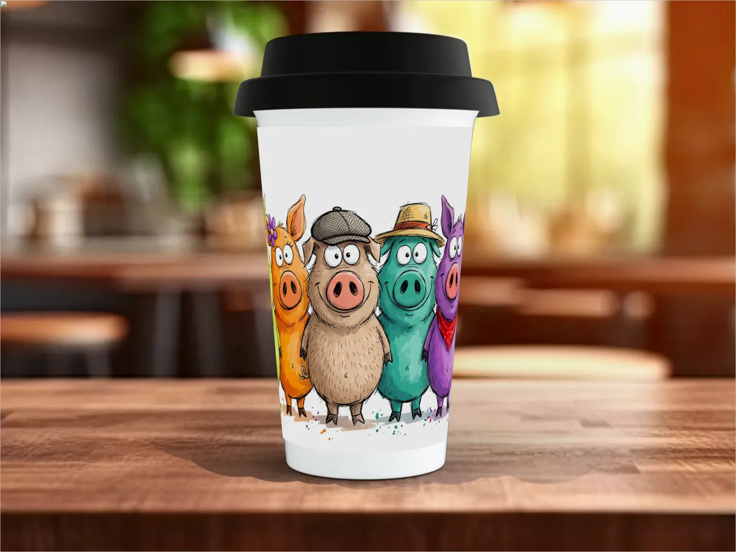 Colourful Pigs Mug | Funny Pig Lover Gift Travel Mug