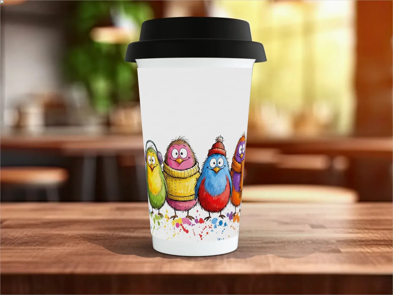 Colourful Robins Mug | Funny Robin Lover Gift Travel Mug