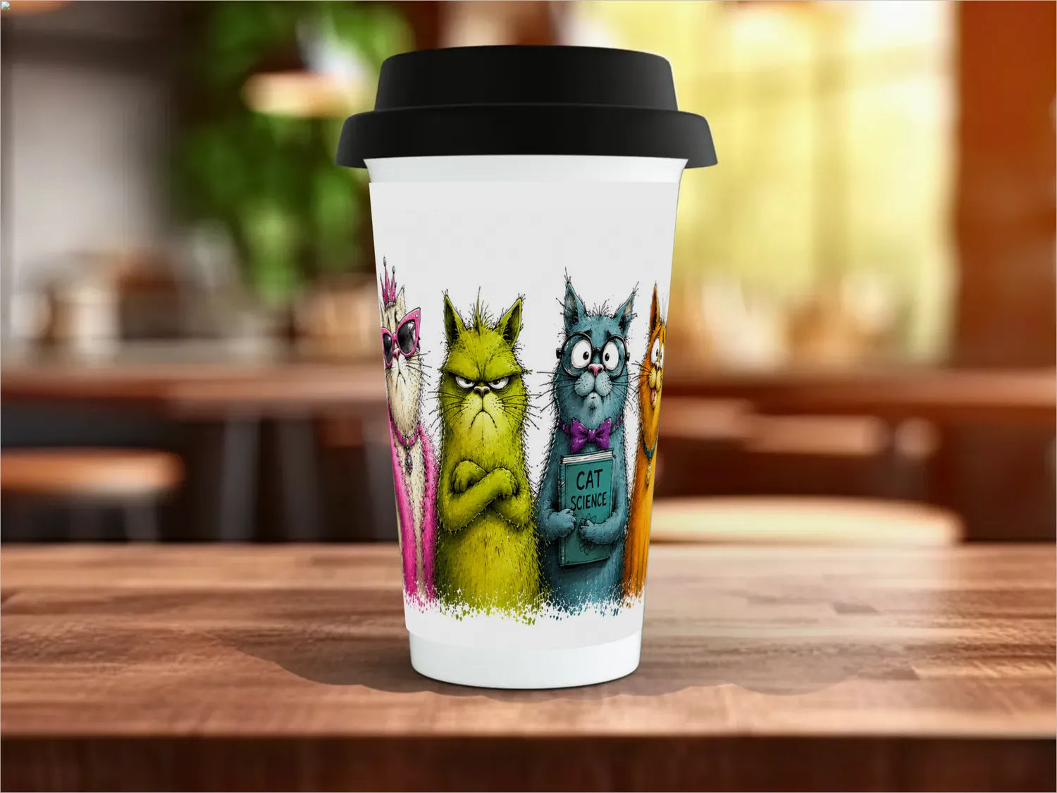 Crazy Cool Cats Mug | Quirky Cat Lover Gift Travel Mug