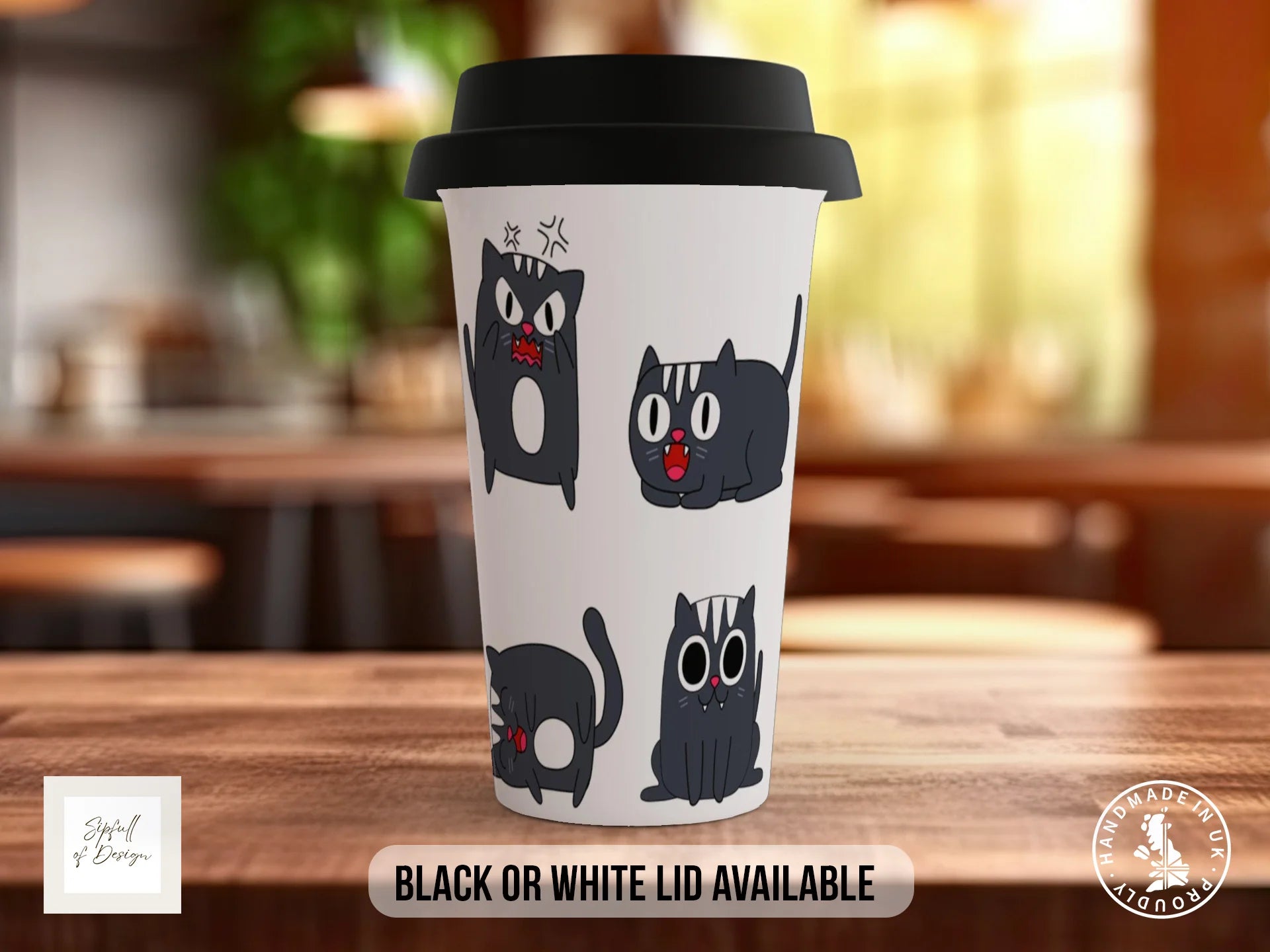 Cute Cat Character Mug | Colourful Cat Lover Gift Travel Mug