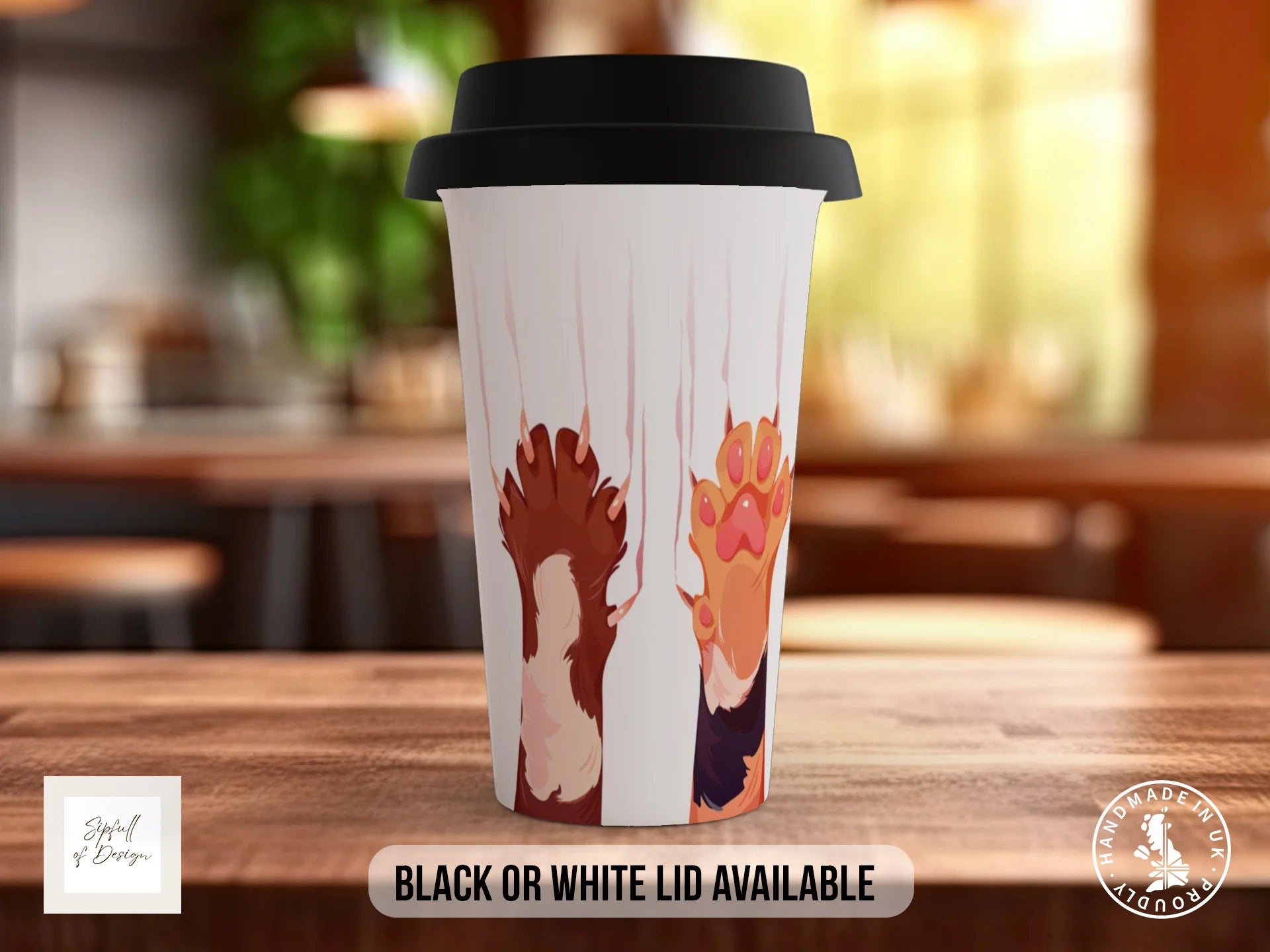 Cute Cat Paws Mug | Cat Lover Gift with Paw Print Design Travel Mug