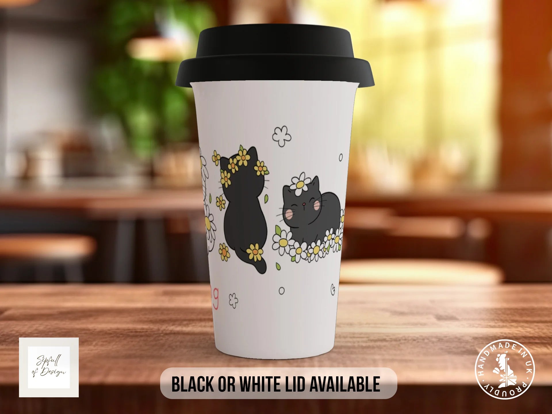 Cats in Spring Flowers Mug | Floral Cat Lover Gift Travel Mug