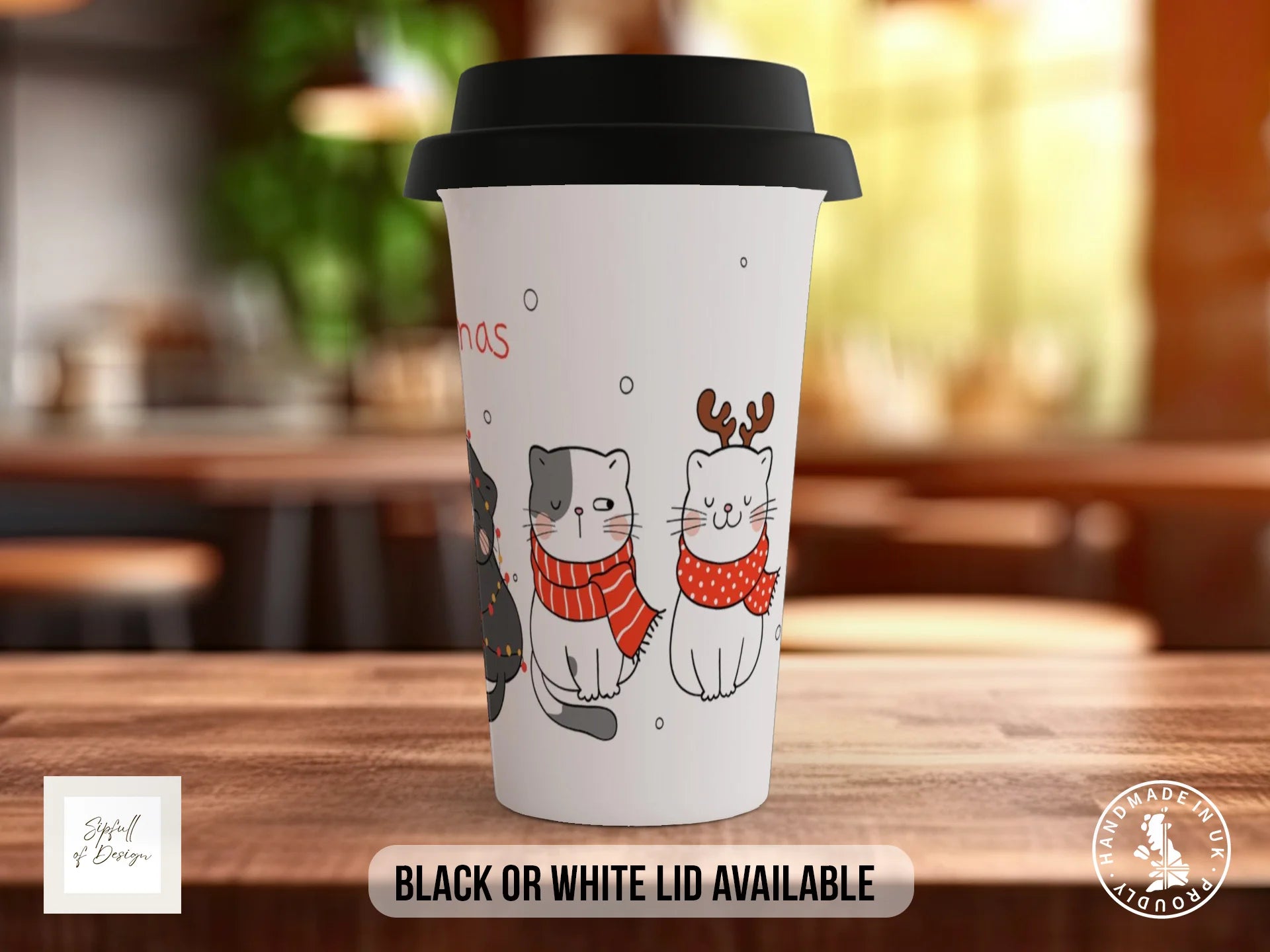 Christmas Cat Mug | Festive Cat Lover Gift Travel Mug