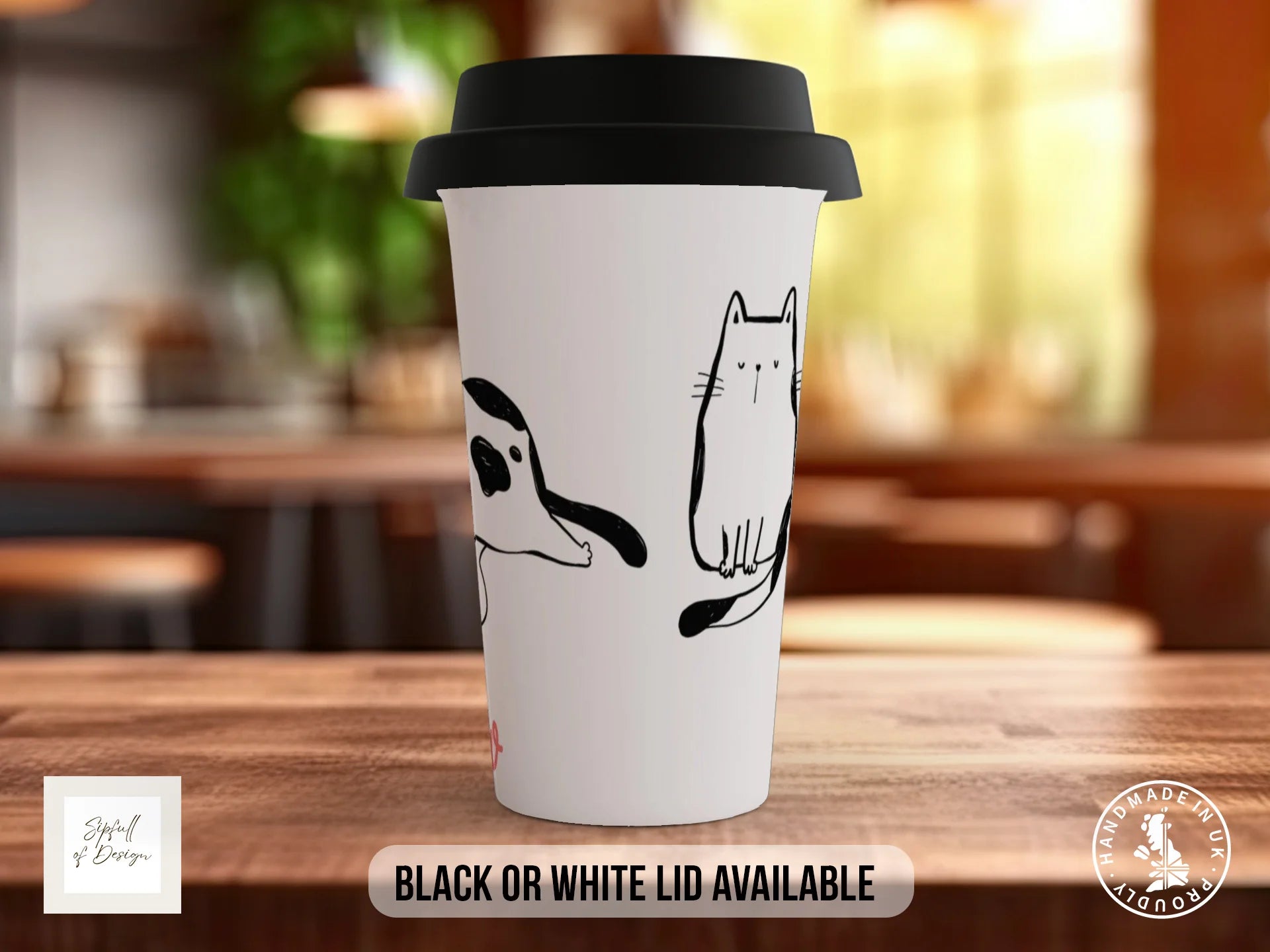 Doodle Cats Mug | Illustrated Cat Lover Gift Travel Mug