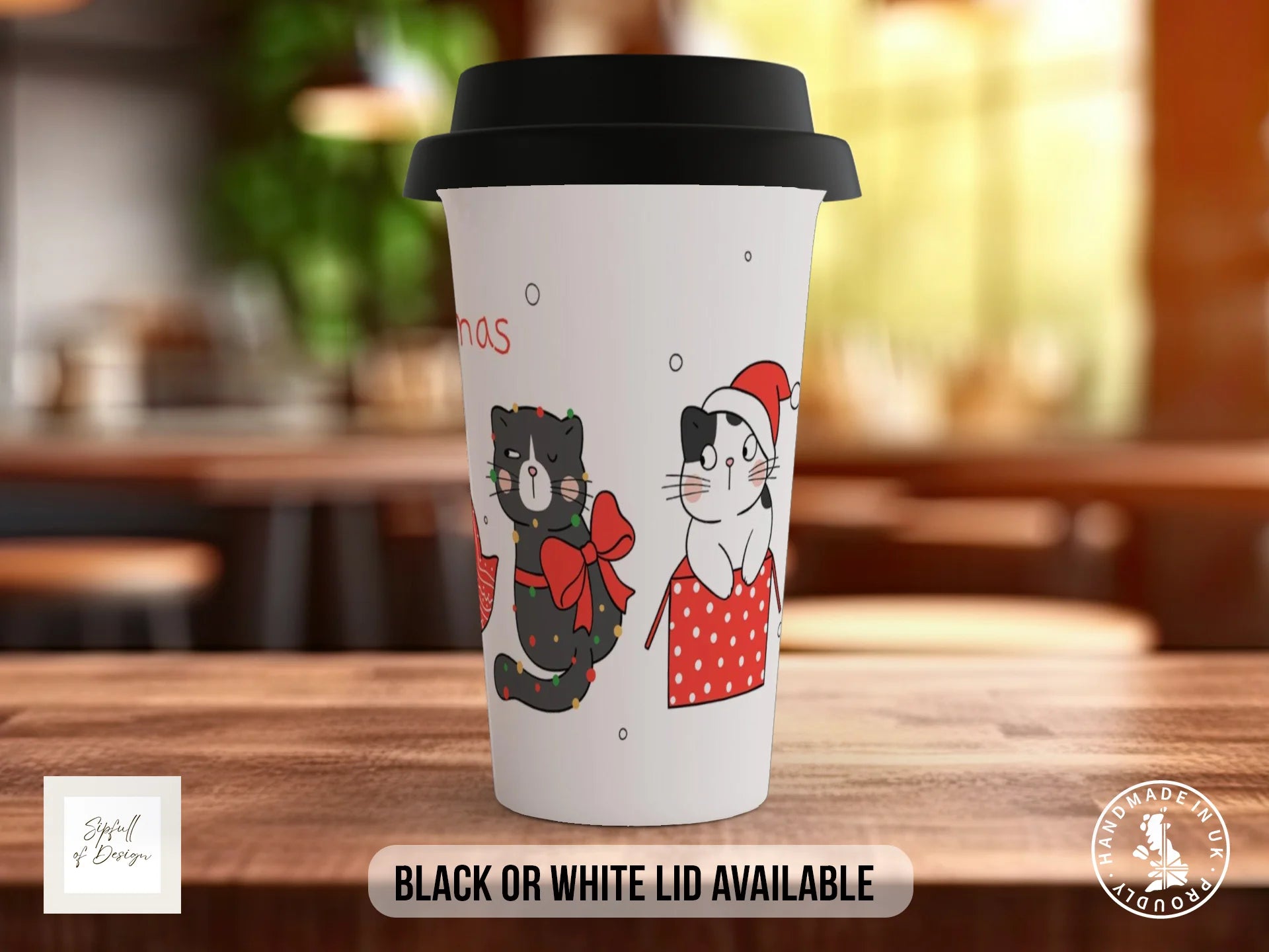 Meowy Cat Mug | Colourful Cat Lover Gift Travel Mug