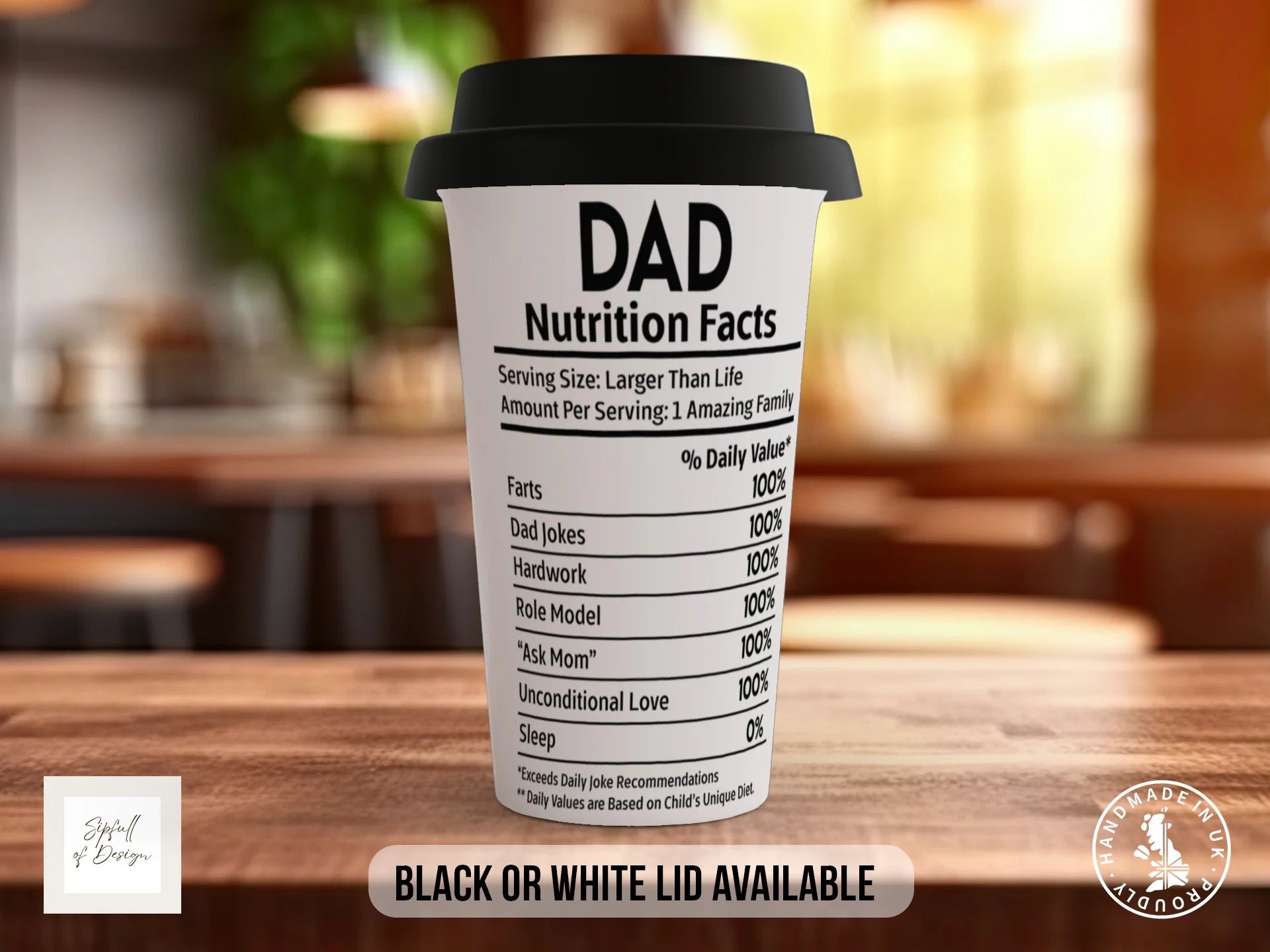 Dad Nutritional Facts Mug | Funny Father's Day Gift Travel Mug