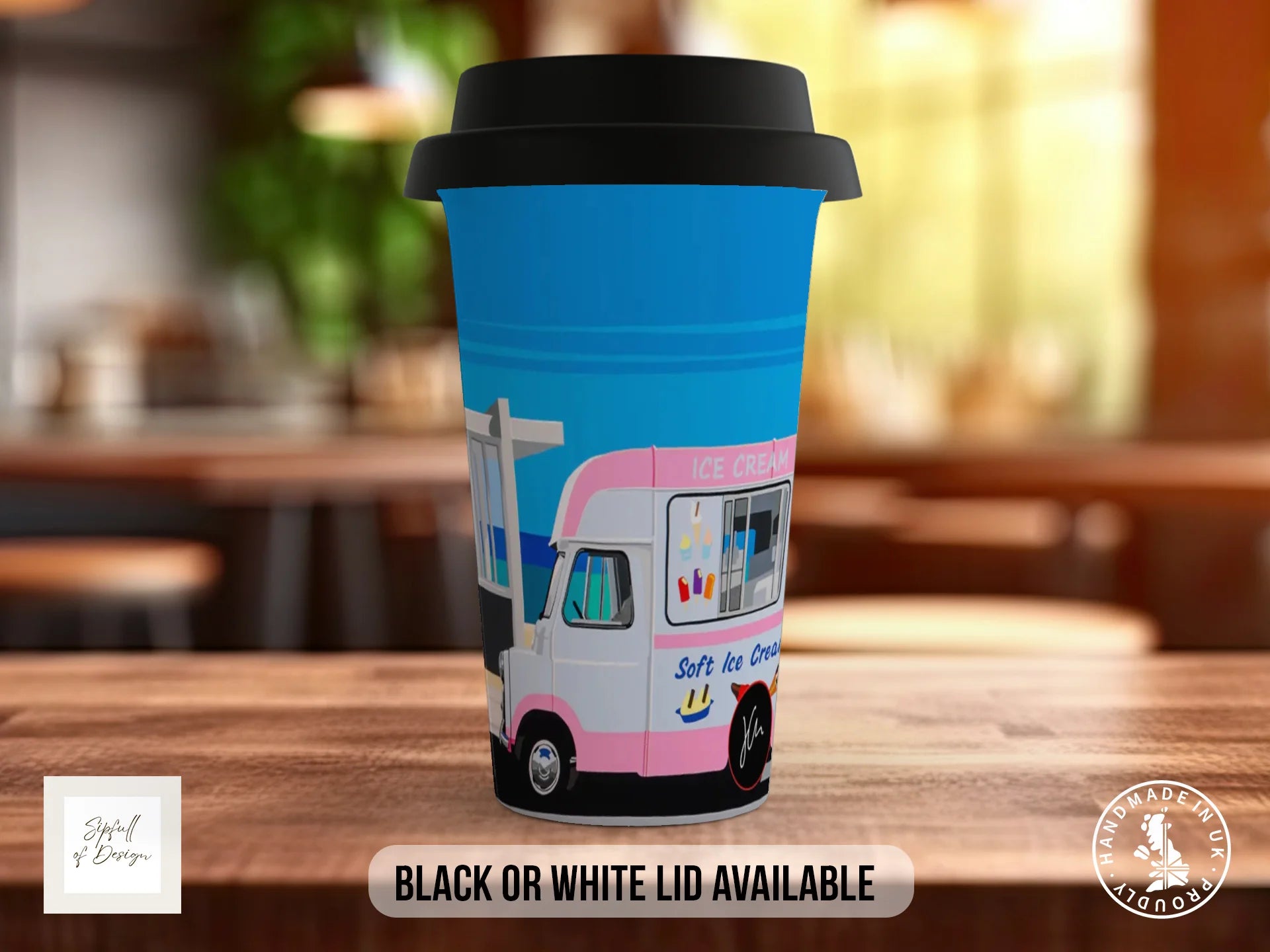Deal Ice Cream Mug | Joel Clark Signature Art | British Seaside Series Travel Mug