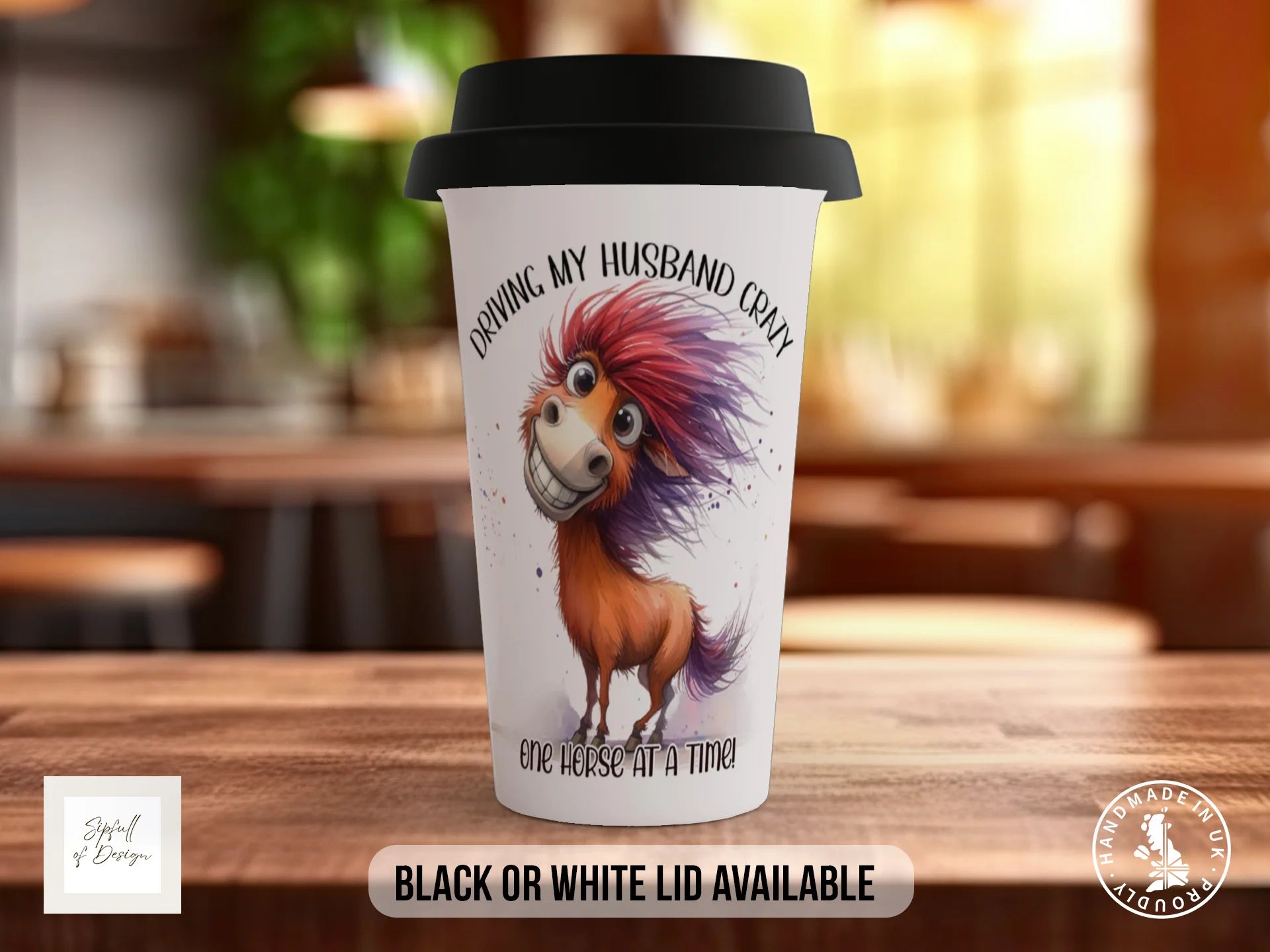 Driving My Husband Crazy One Horse at a Time Mug | Funny Horse Gift Travel Mug