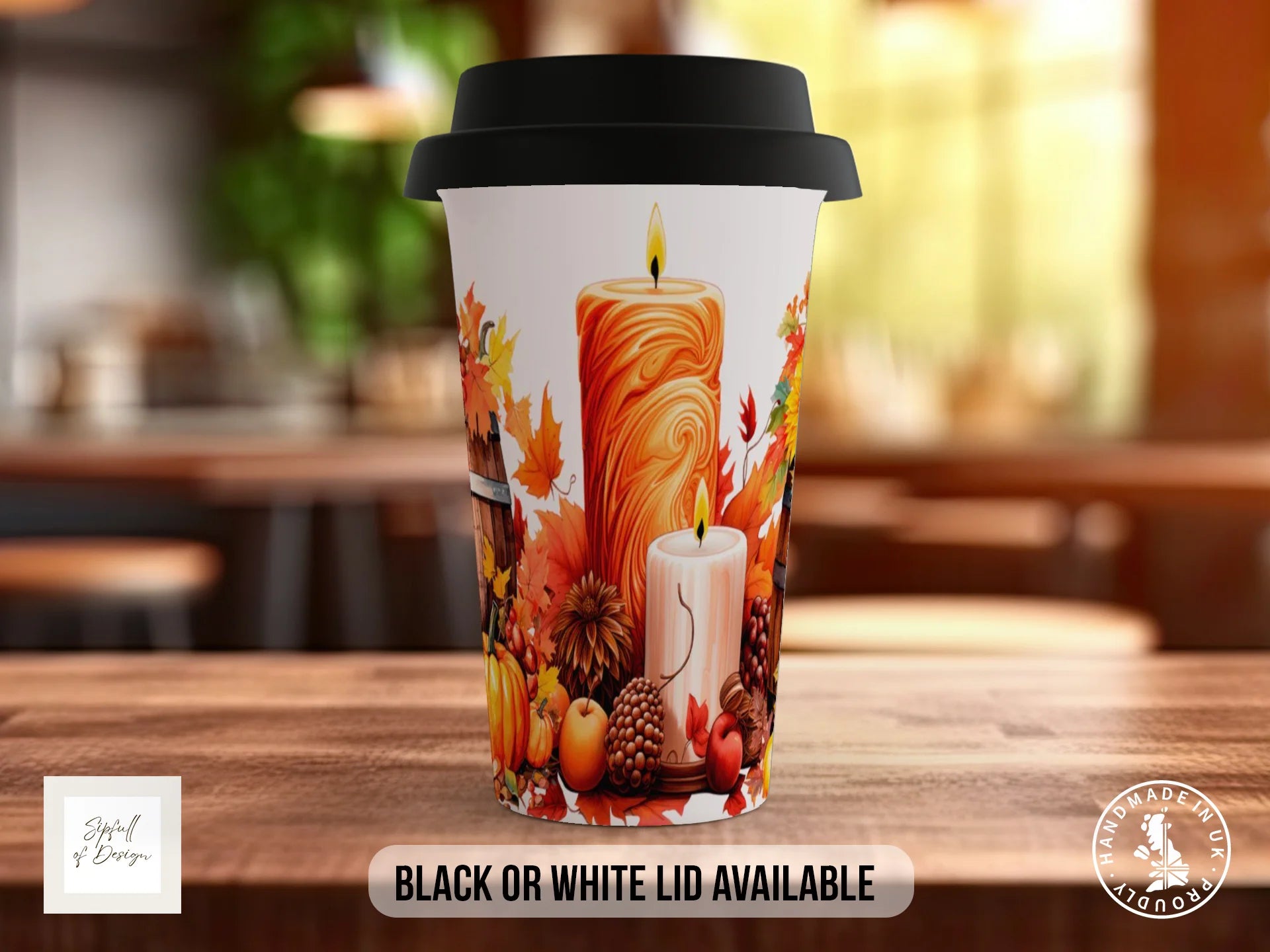 Fall Pumpkin Mug – Rustic Autumn Coffee Mug | Bone China, Latte 12oz, Dishwasher Safe Travel Mug