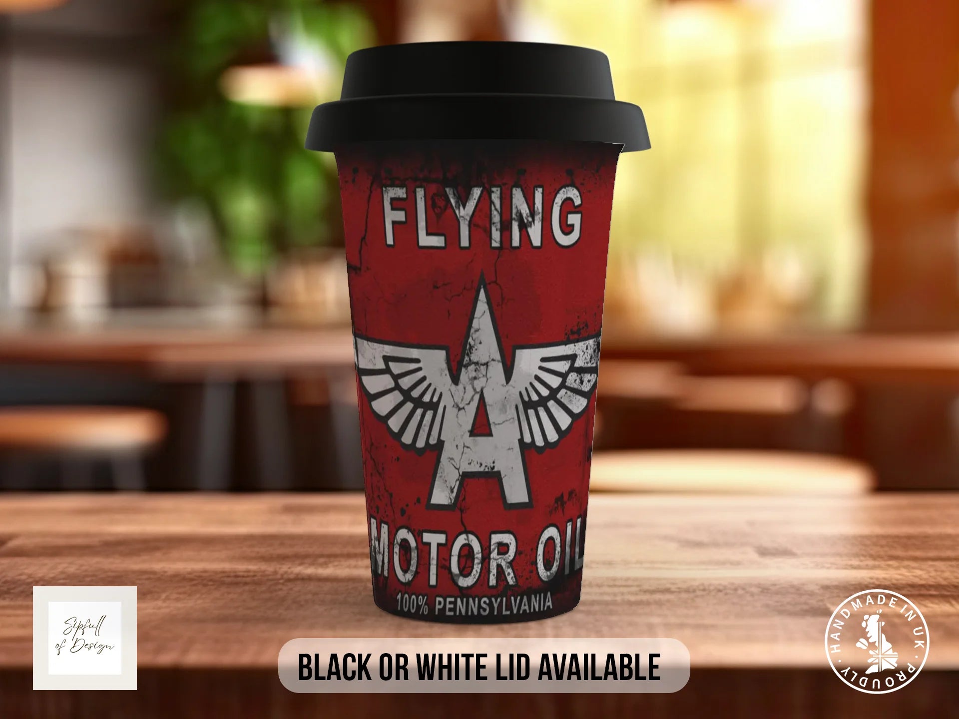 Flying A Motor Oil Mug | Vintage Americana Garage Gift Travel Mug