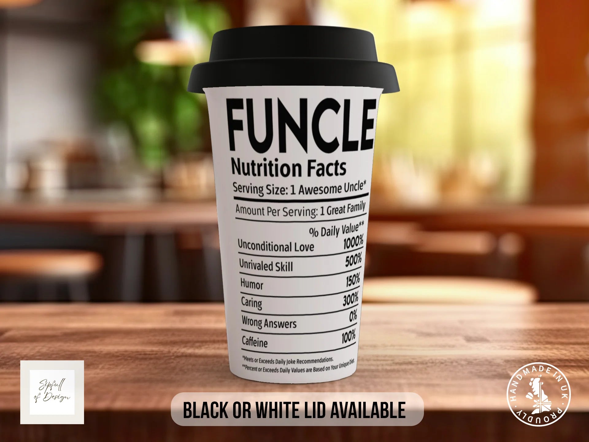 Funcle Nutrition Facts Mug | Funny Uncle Gift Travel Mug