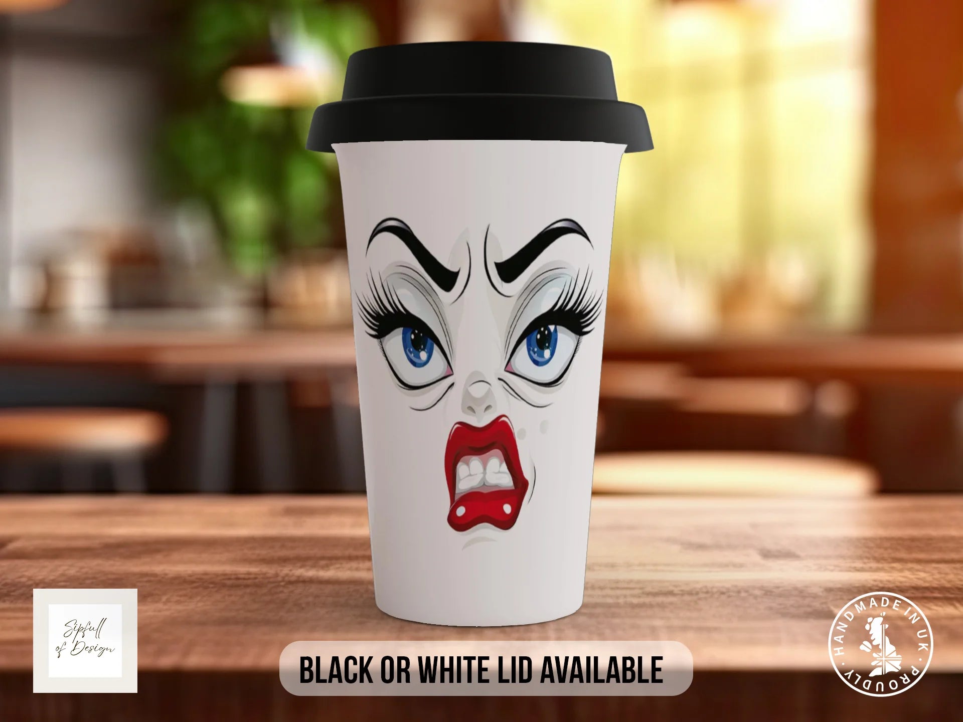 Furious Face Mug | Funny Cartoon Angry Expression Gift Travel Mug