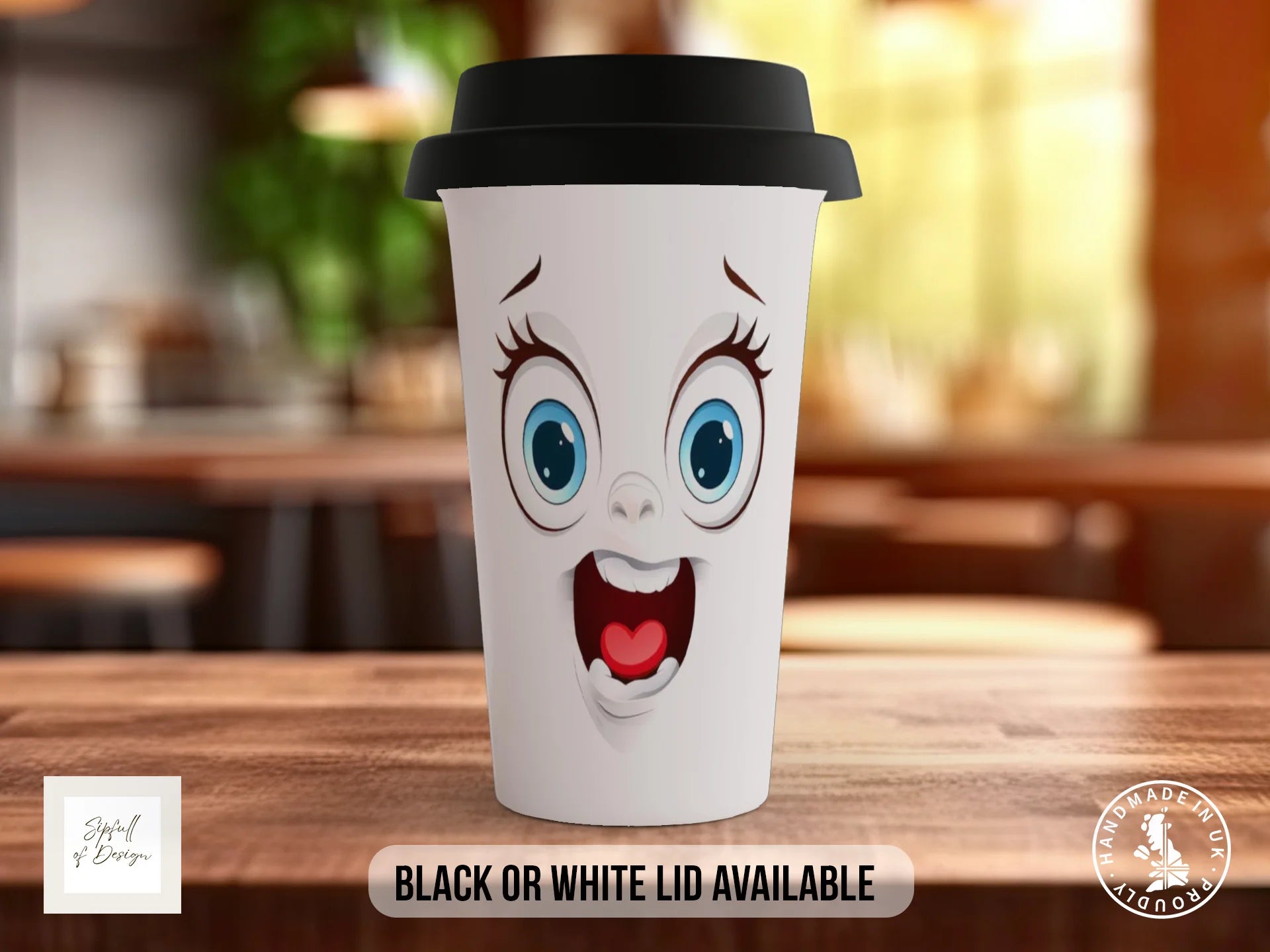 Excited Face Mug | Funny Cartoon Expression Gift Travel Mug