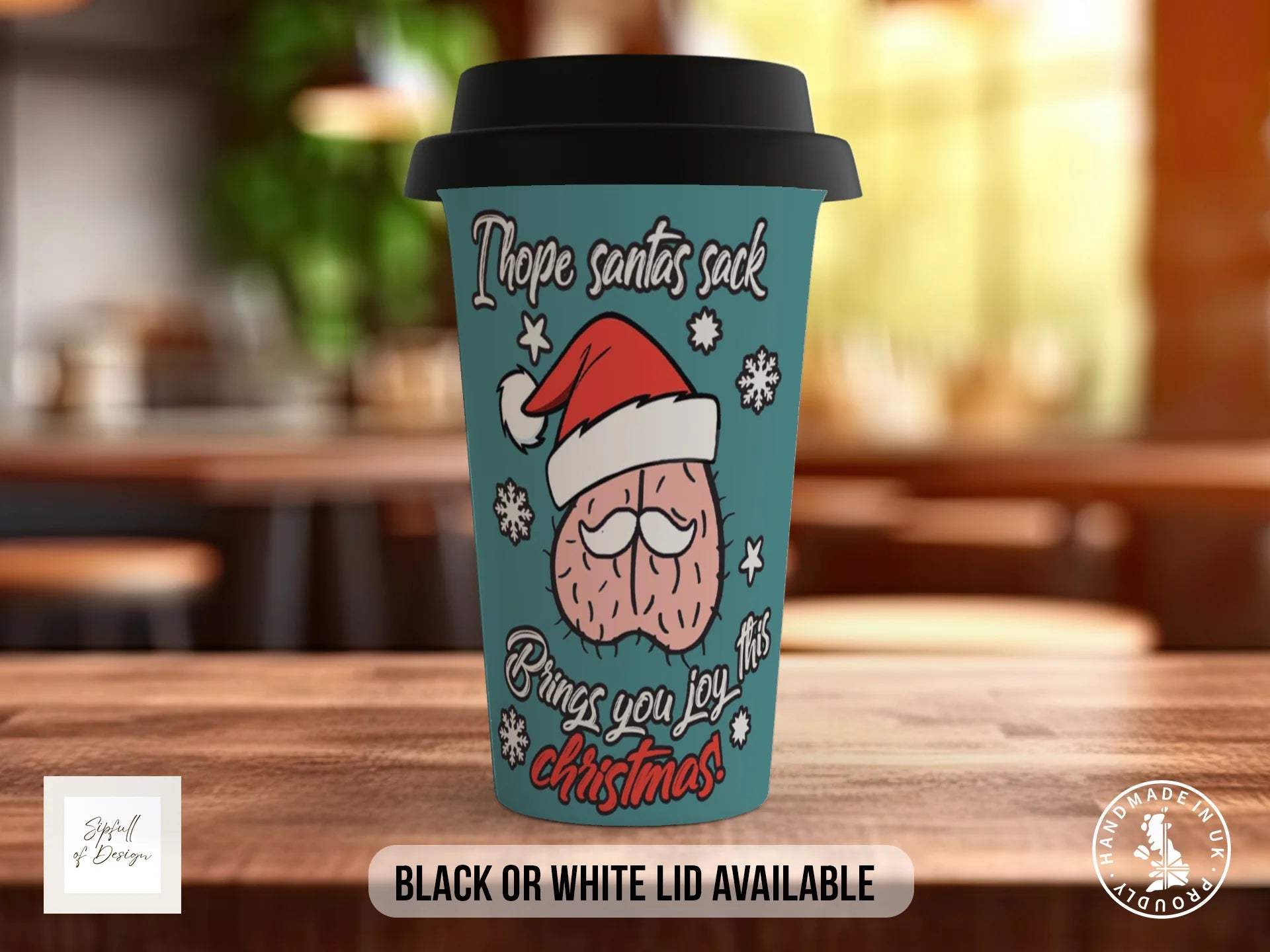 Funny Santa Mug – Naughty Christmas Gift | Cheeky Holiday Mug, Secret Santa Present Travel Mug