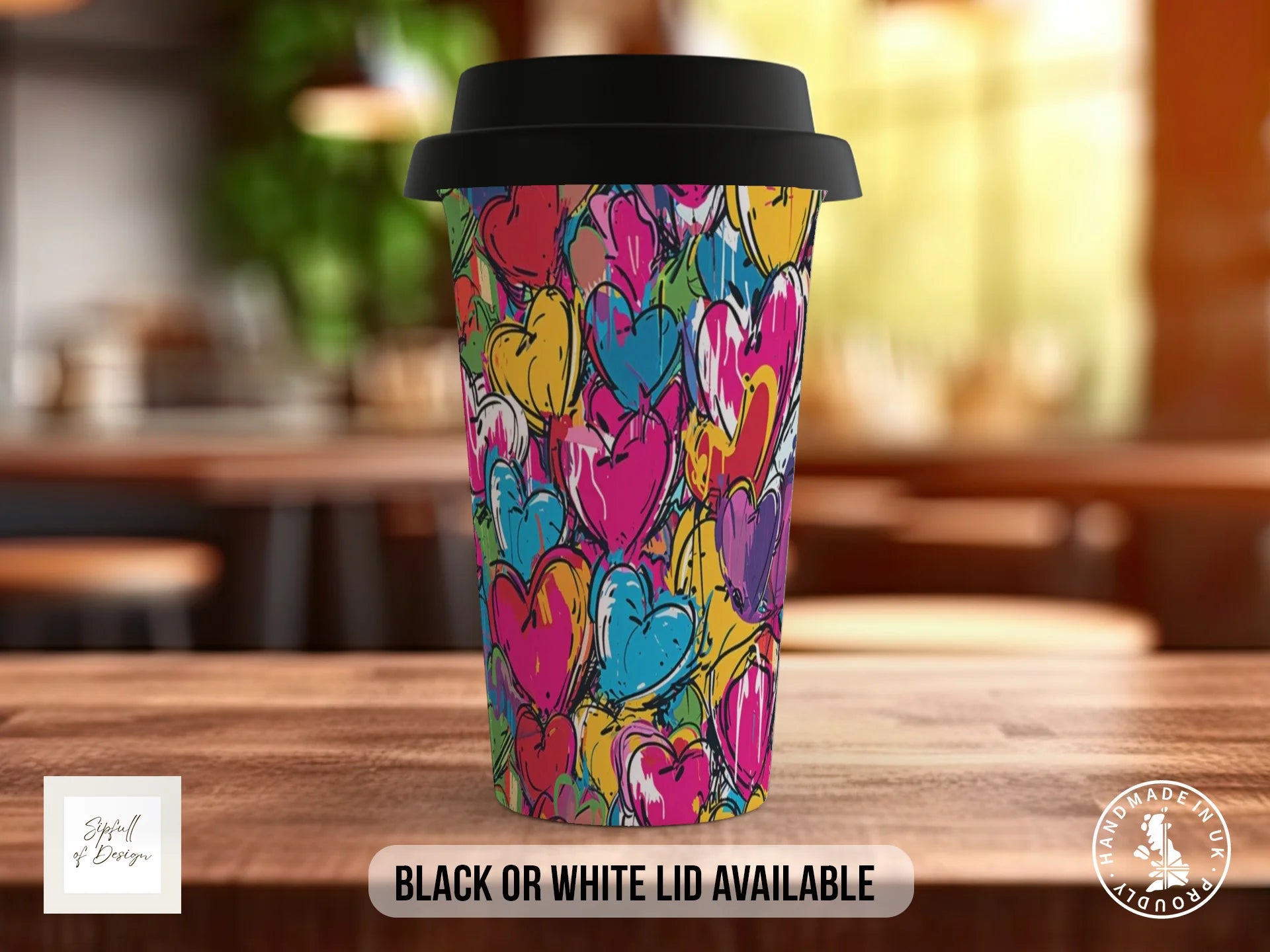 Graffiti Hearts Full Wrap Mug – Design 10 | Garden Graffiti Hearts | Bold Art Mug Travel Mug