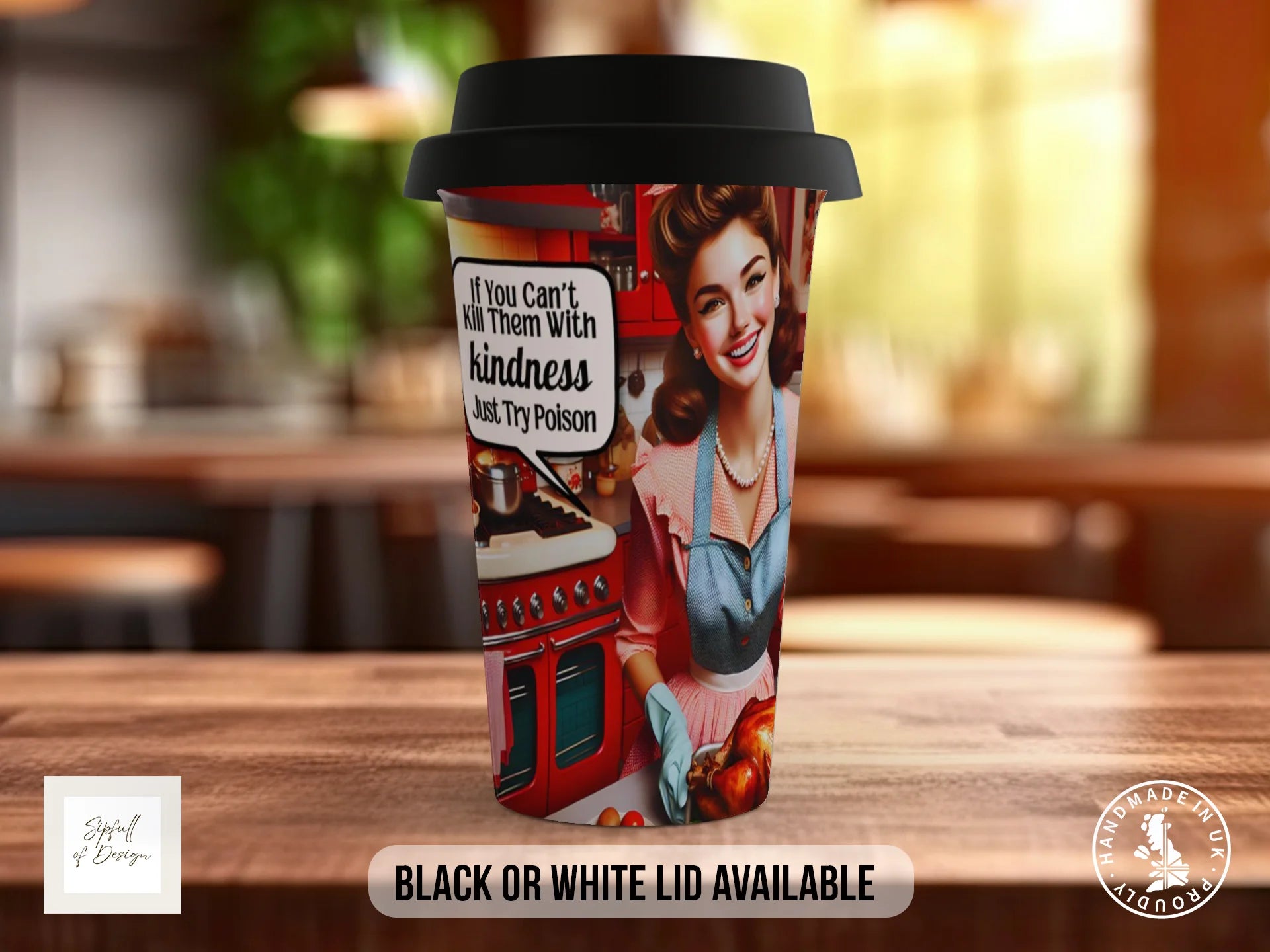 Kill Them With Kindness... Just Try Poison Retro Mug | Funny Dark Humour Gift Travel Mug