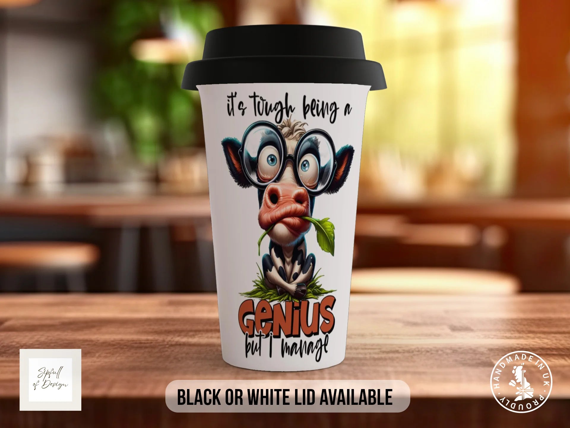 It's Tough Being a Genius But I Manage Mug | Funny Cow Mug Travel Mug