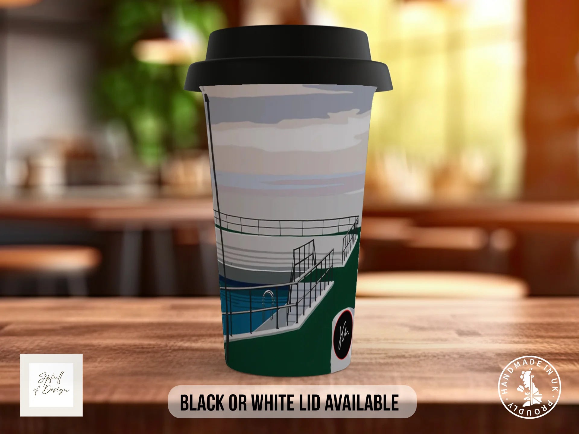 Jubilee Pool Mug | Joel Clark Signature Art | British Seaside Series Travel Mug