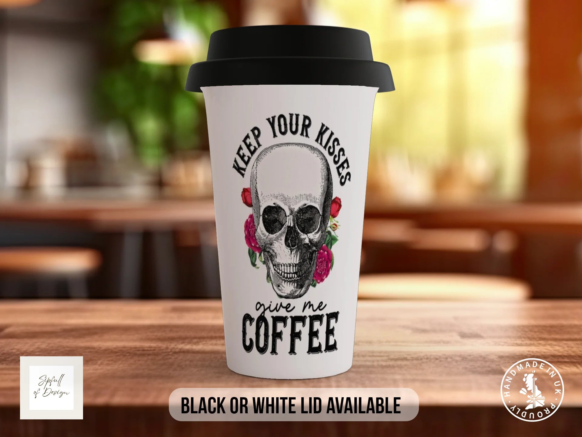 Keep Your Kisses Give Me Coffee Mug | Funny Anti-Valentine's Gift Travel Mug
