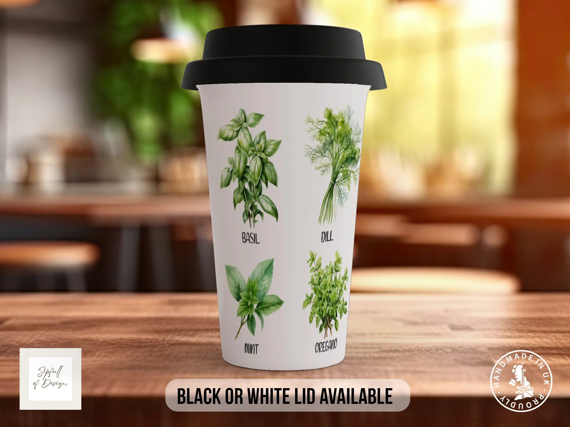 Kitchen Herbs Mug | Gift for Cooks & Herb Growers Travel Mug