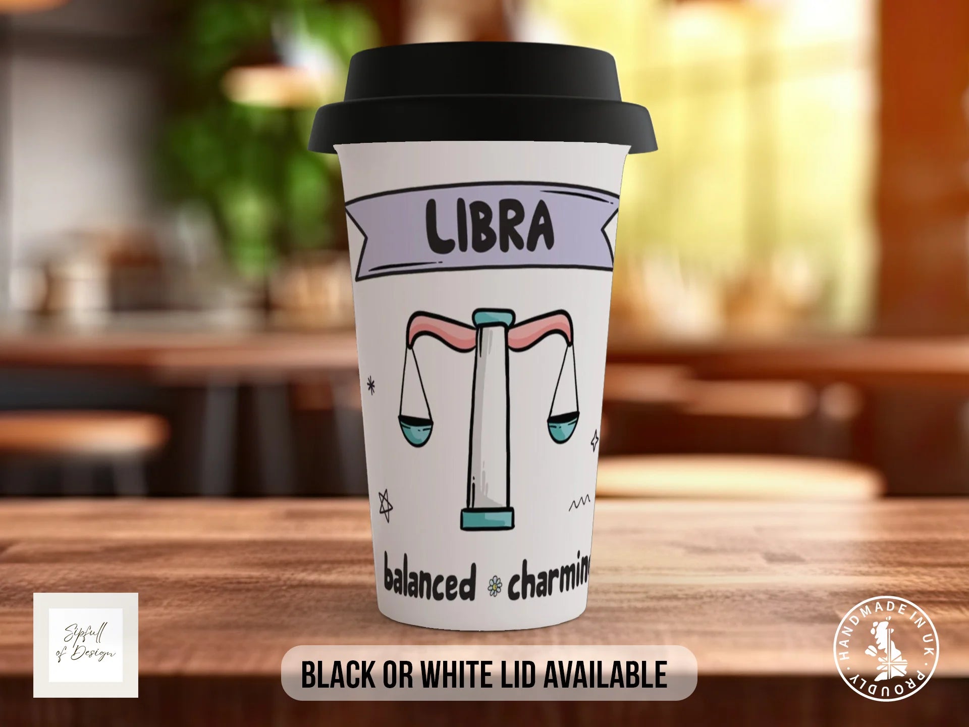 Libra Zodiac Mug | Balanced & Charming | Cute Zodiac Gift Travel Mug