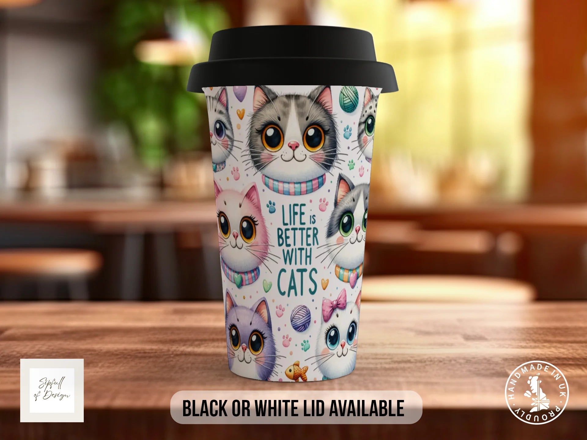 Life Is Better With Cats Mug | Cat Lover Gift | Cat Mum Travel Mug