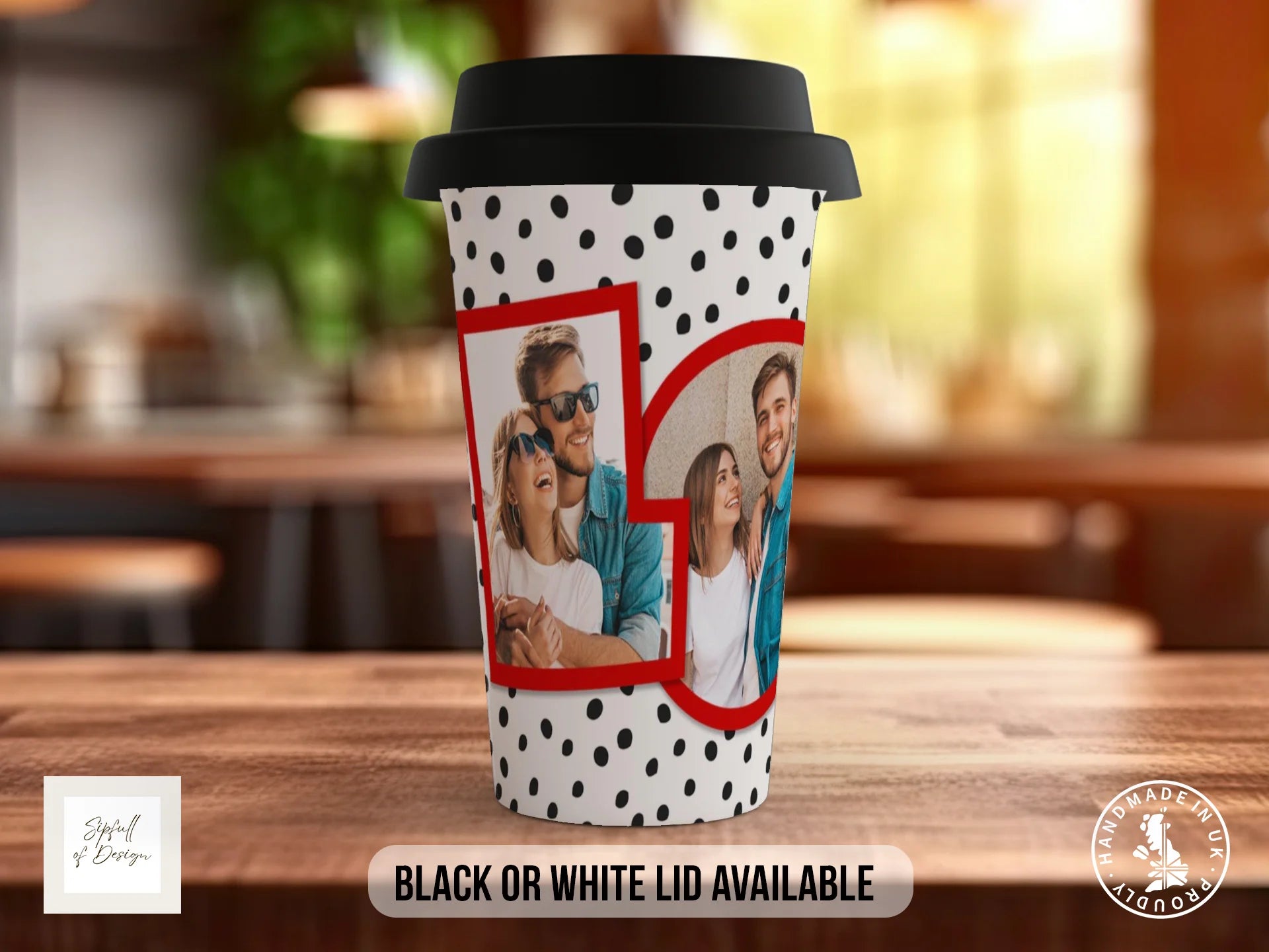 Personalised Valentine's Photo Mug | Four Photos in LOVE Letters | Couples Gift Travel Mug
