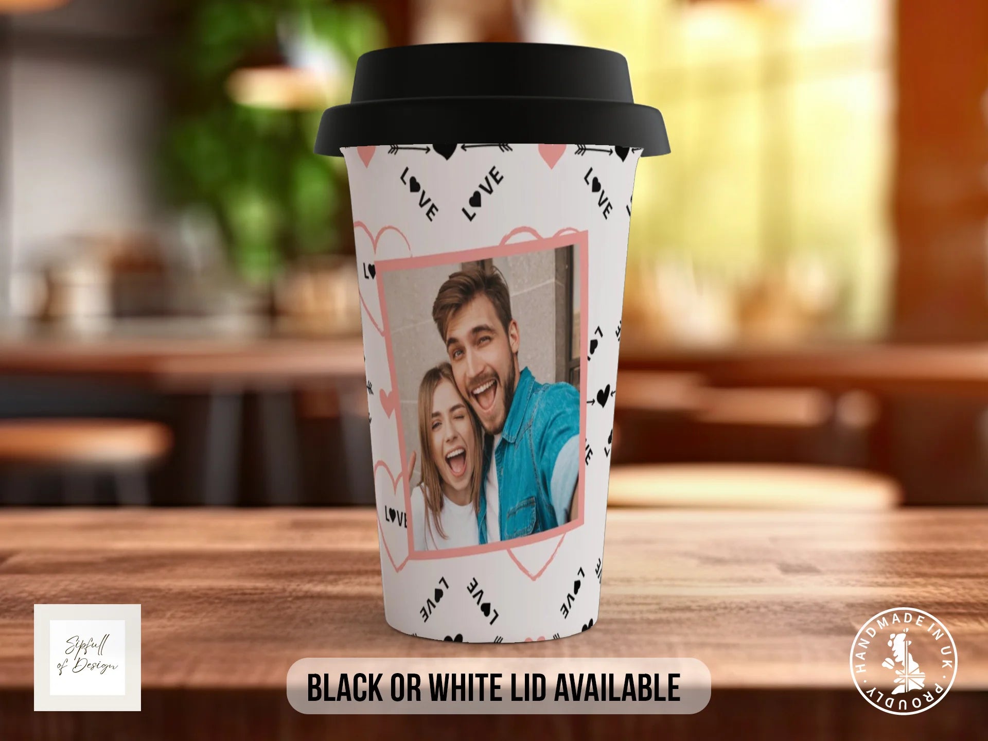 Love Heart Personalised Photo Mug | Valentine's Gift for Couples Travel Mug