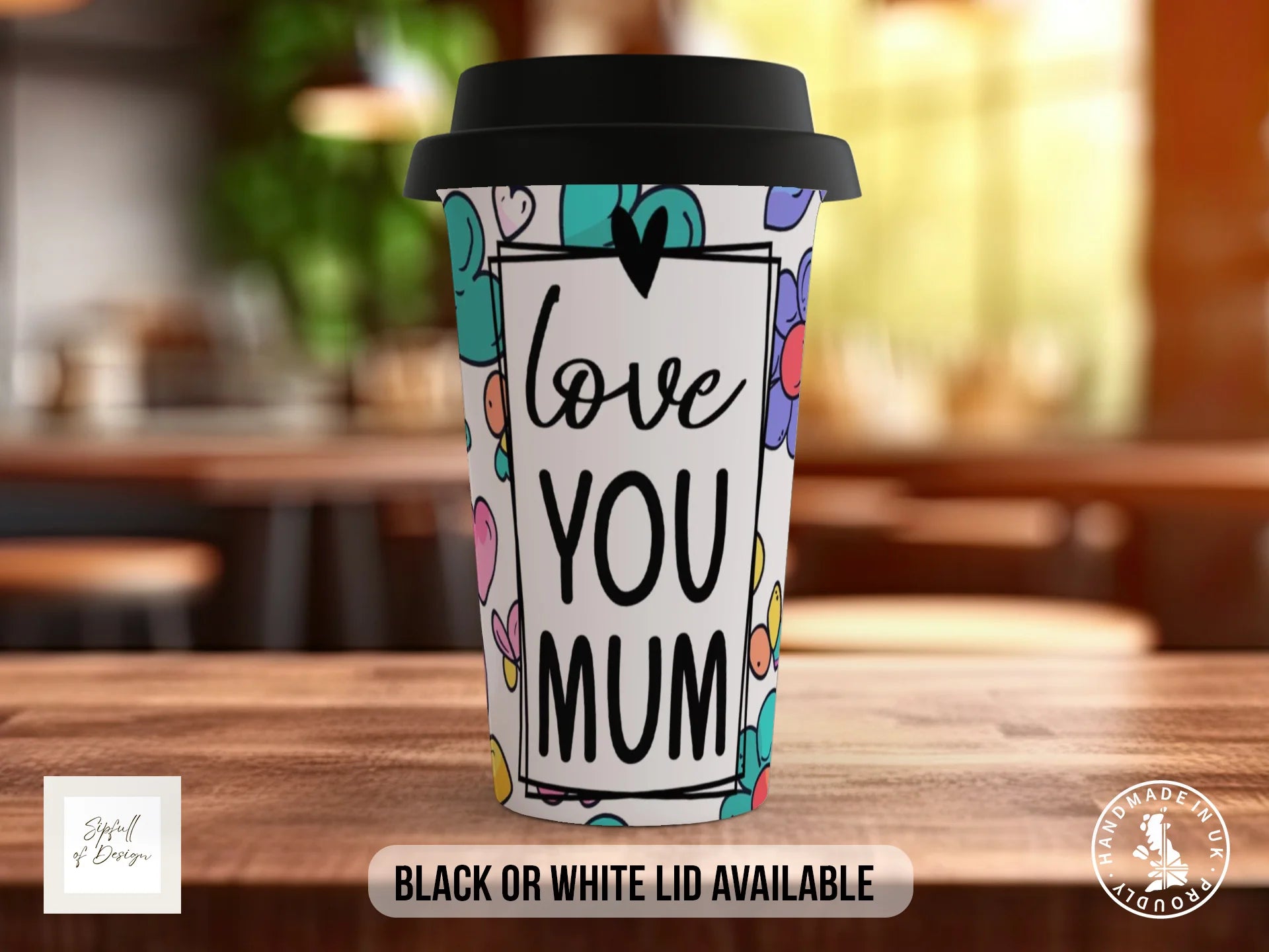 Love You Mum Chunky Floral Wrap Mug | Mother's Day Gift Travel Mug